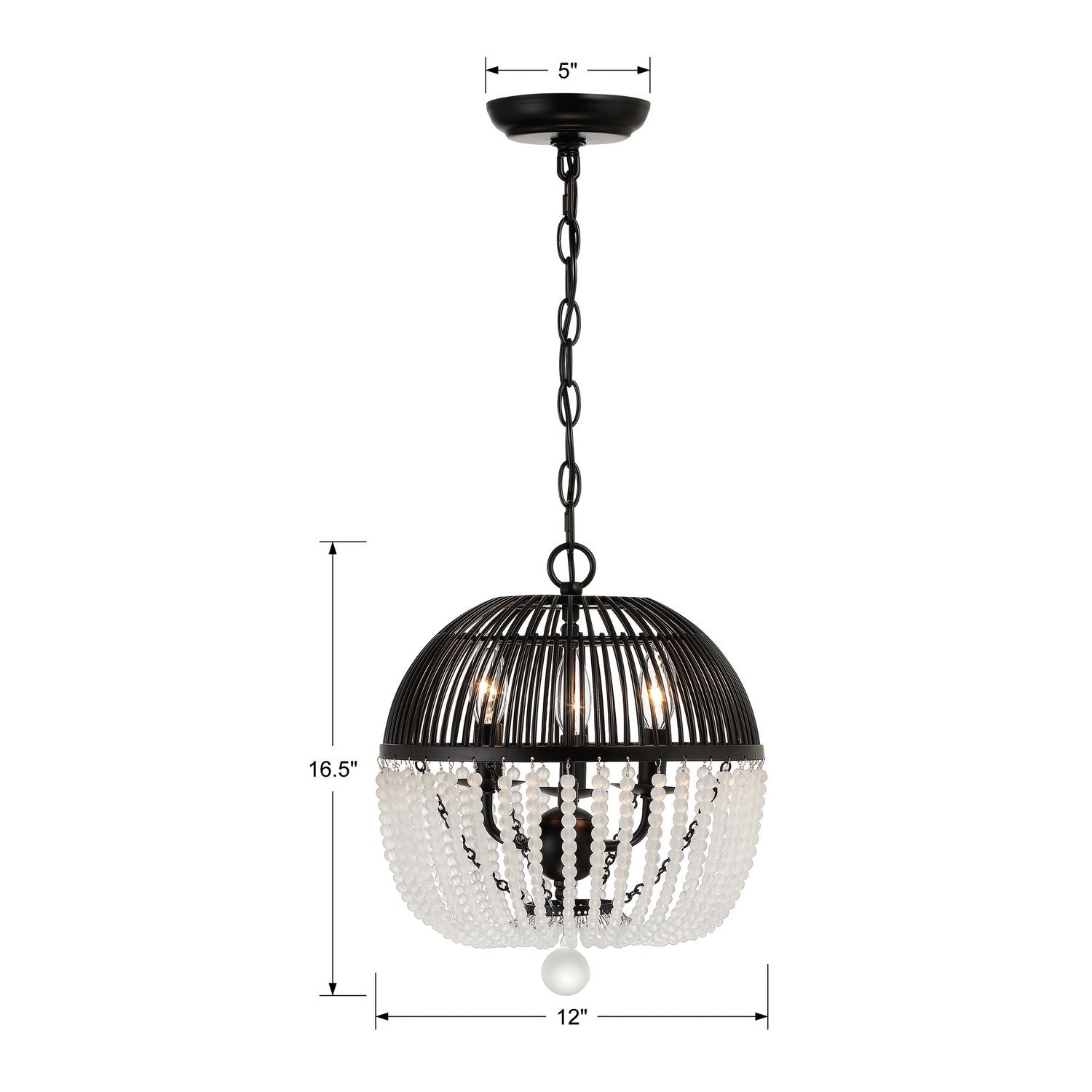 Crystorama - DUV-623-MK - Mini lampe à trois lumières Suspendu - Duval - Noir mat