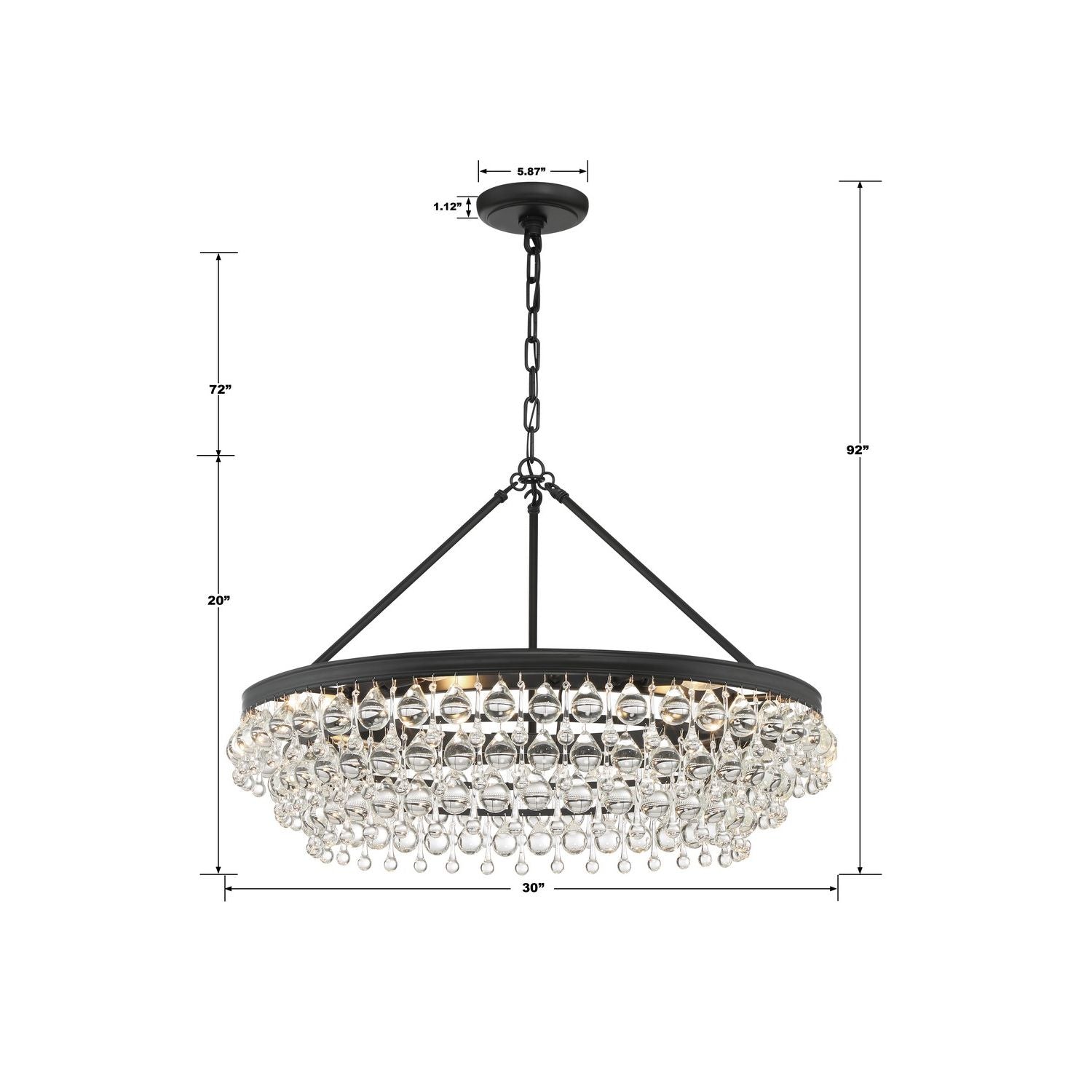 Crystorama - 275-MK - Six Light Chandelier - Calypso - Matte Black