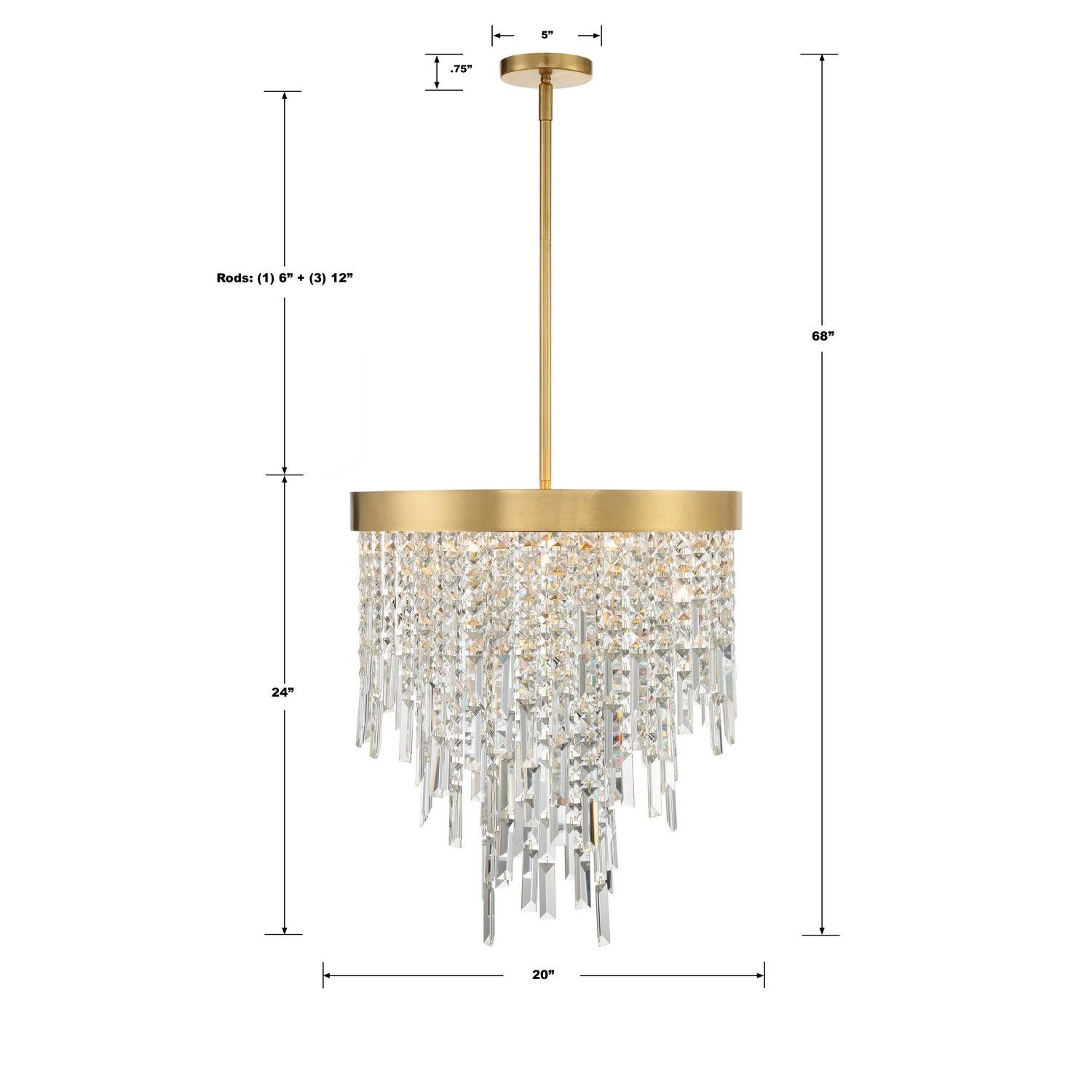 Crystorama - WIN-215-GA-CL-MWP - Five Light Chandelier - Winfield - Antique Gold