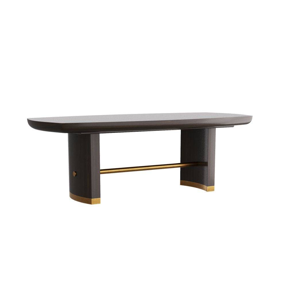 Arteriors - 5760 - Table de salle à manger - Pembroke - Placage chêne ébène/Laiton vintage