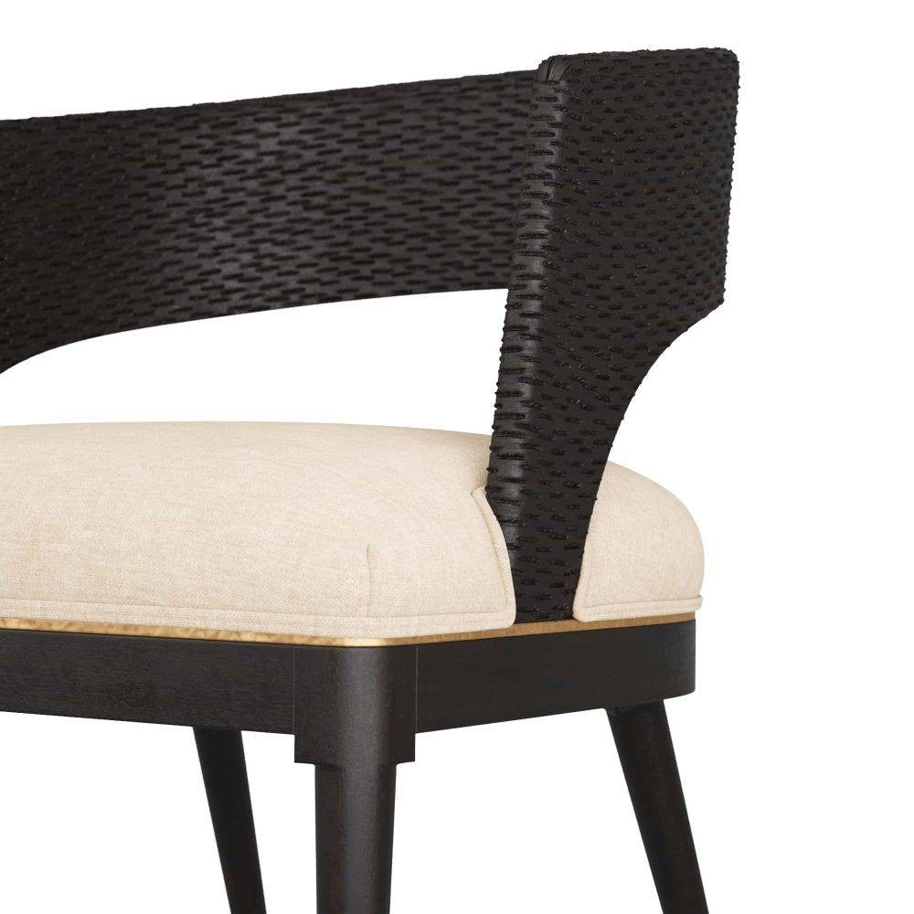 Arteriors - 6243 - Chaise de salle à manger - Swanson - Bois d'ébène/Laiton antique/Lin naturel