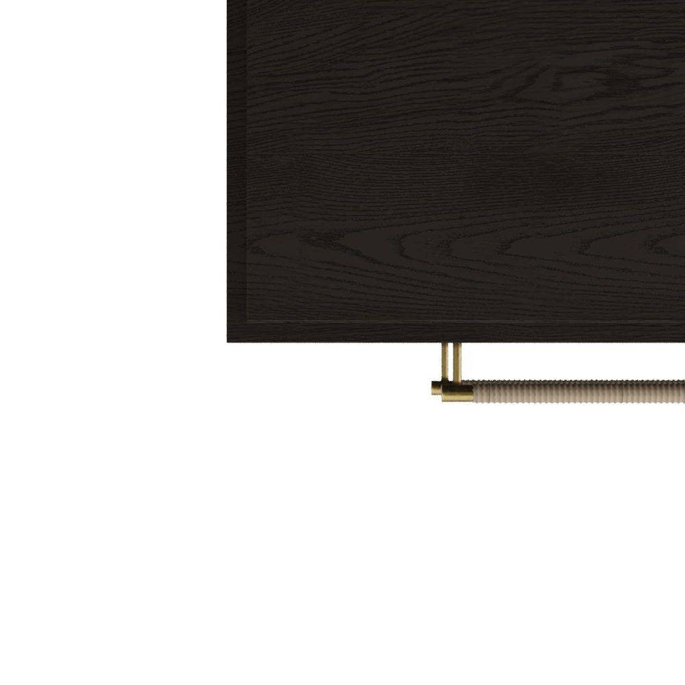 Arteriors - 6939 - Table d'appoint - Puckett - Chêne ébène/Cuir tourterelle/Laiton antique