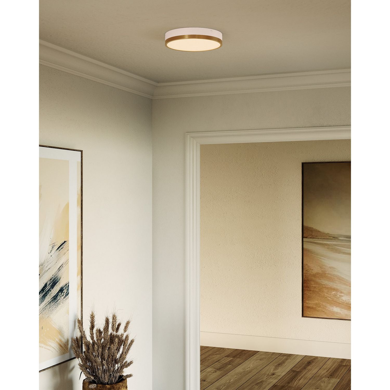 Alora Canada - FM554211AGWH-5CCT - LED Flush Mount - Adelaide - Aged Gold/White