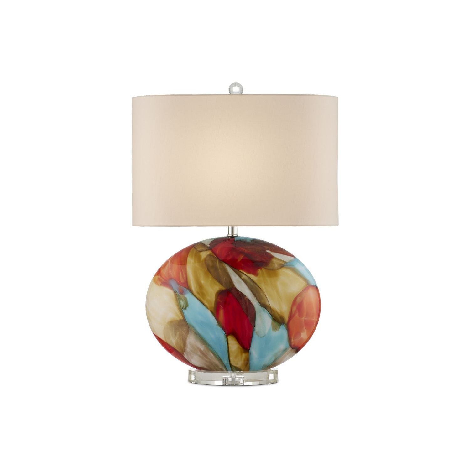 Currey and Company - 6000-0944 - One Light Table Lamp - Red/Blue/Yellow/Off-White/Clear/Polished Nickel