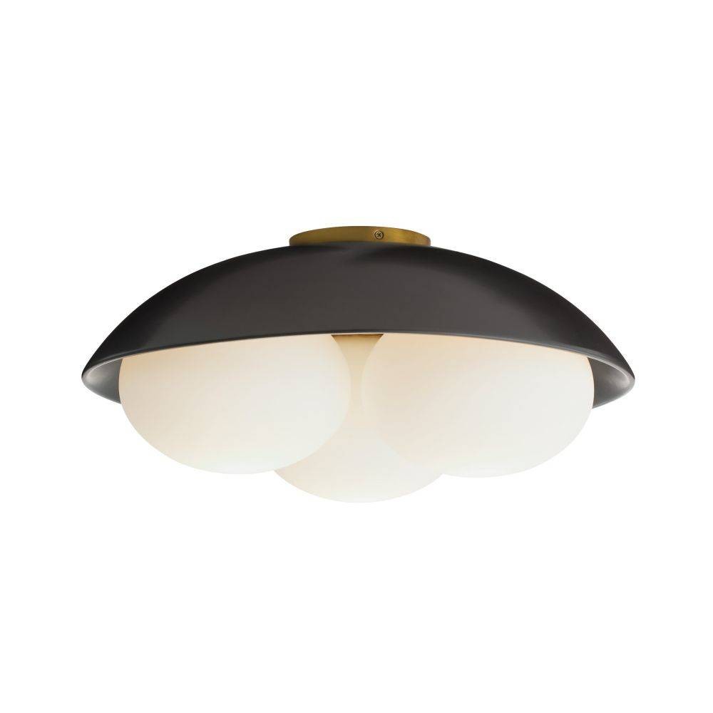 Arteriors - GADFC02 - Trois lumières Plafonnier - Glaçure - Noir mat