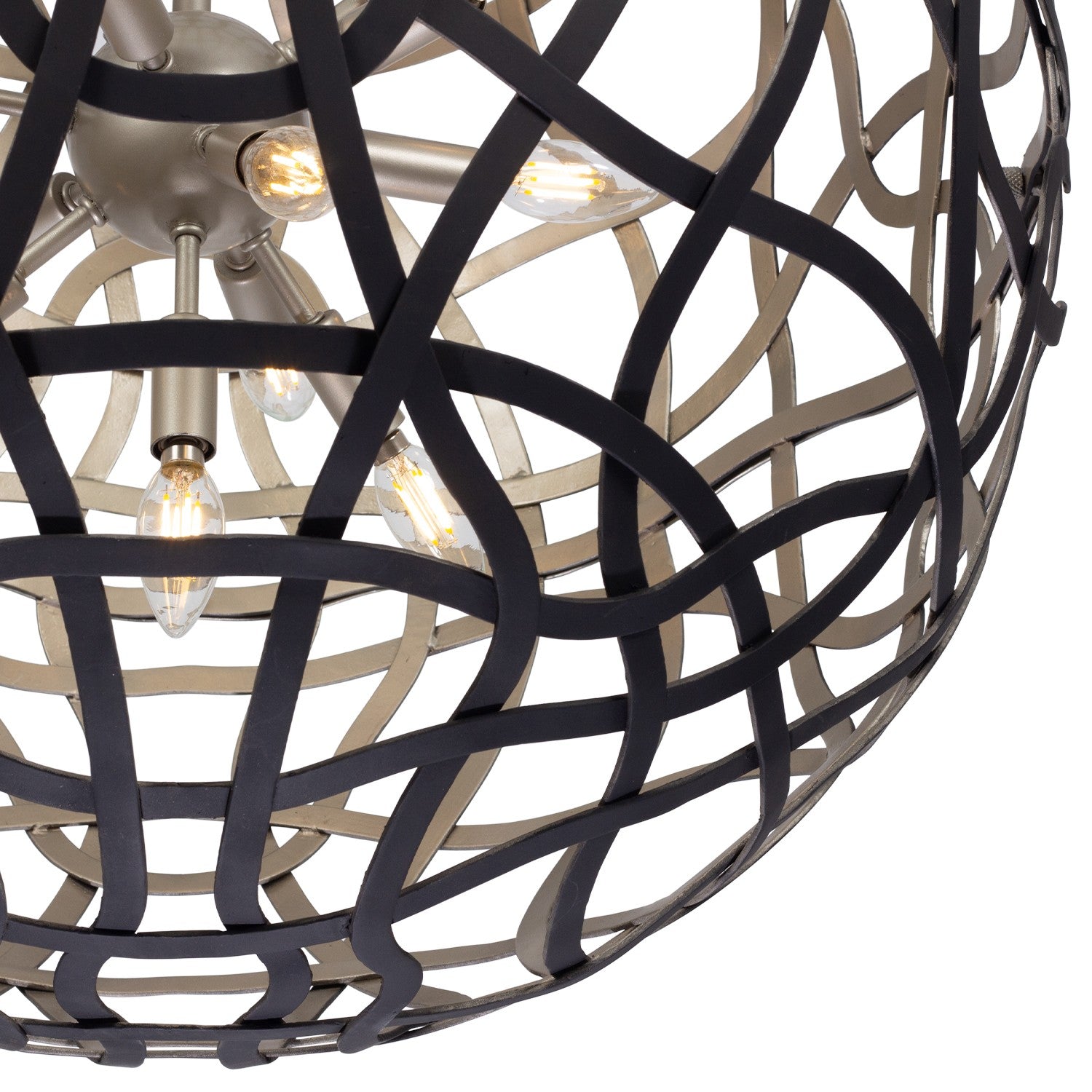 Kalco - 525855BTS - 13 Lumières Suspension - ENTICE - Noir mat / Argent terni