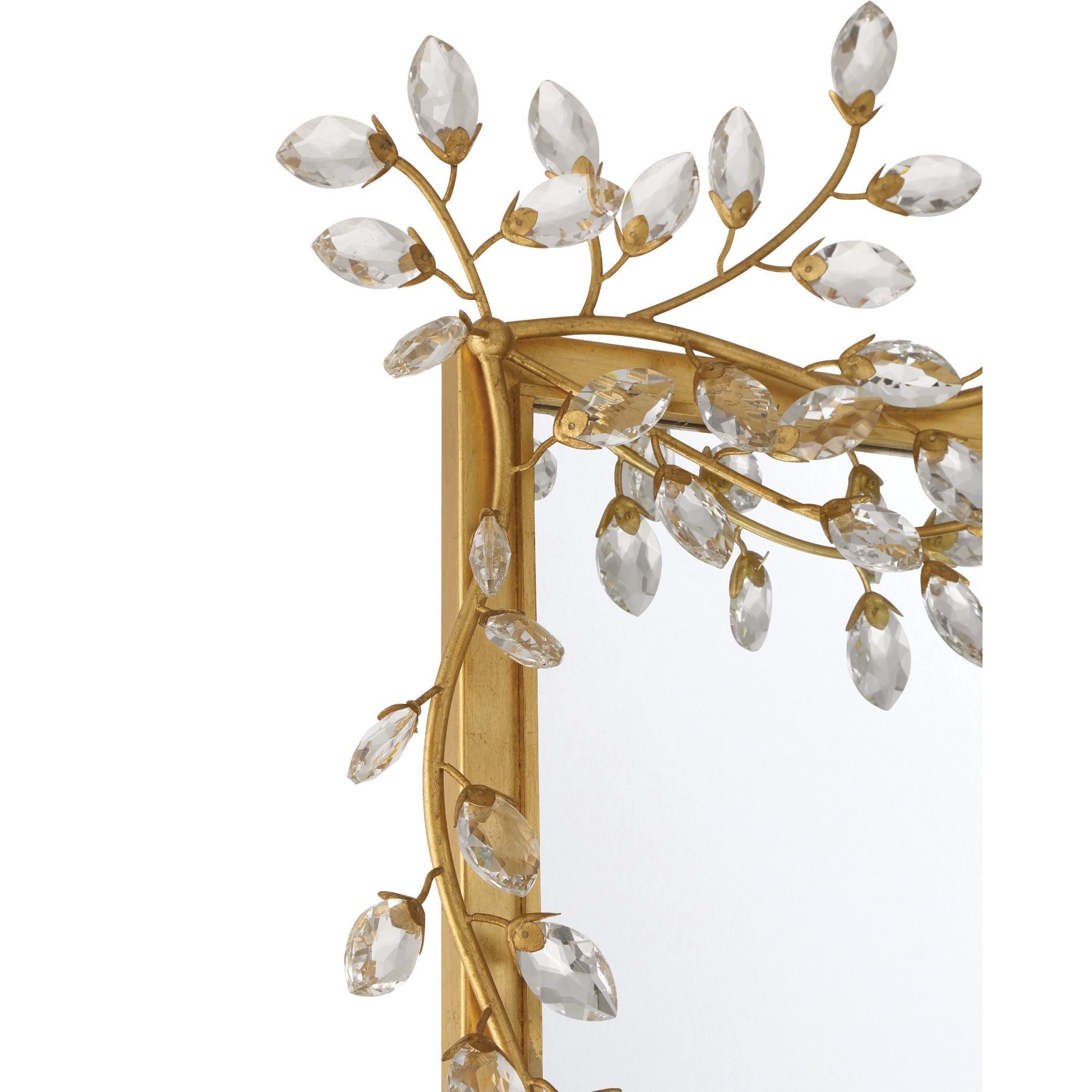 Currey and Company - 1000-0161 - Mirror - Forget-Me-Not - Clear / Chinois Gold Leaf