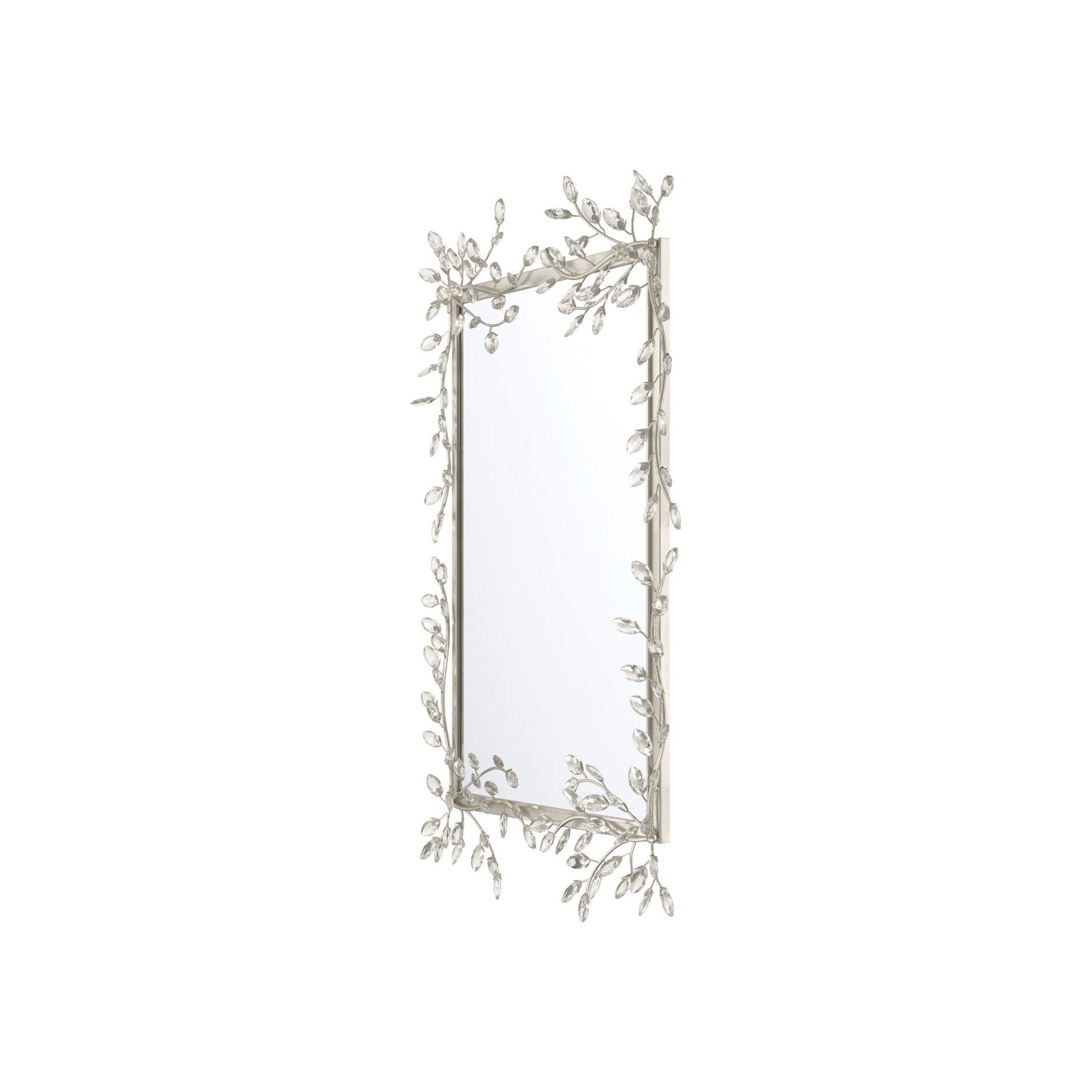 Currey and Company - 1000-0162 - Mirror - Forget-Me-Not - Clear / Silver Leaf