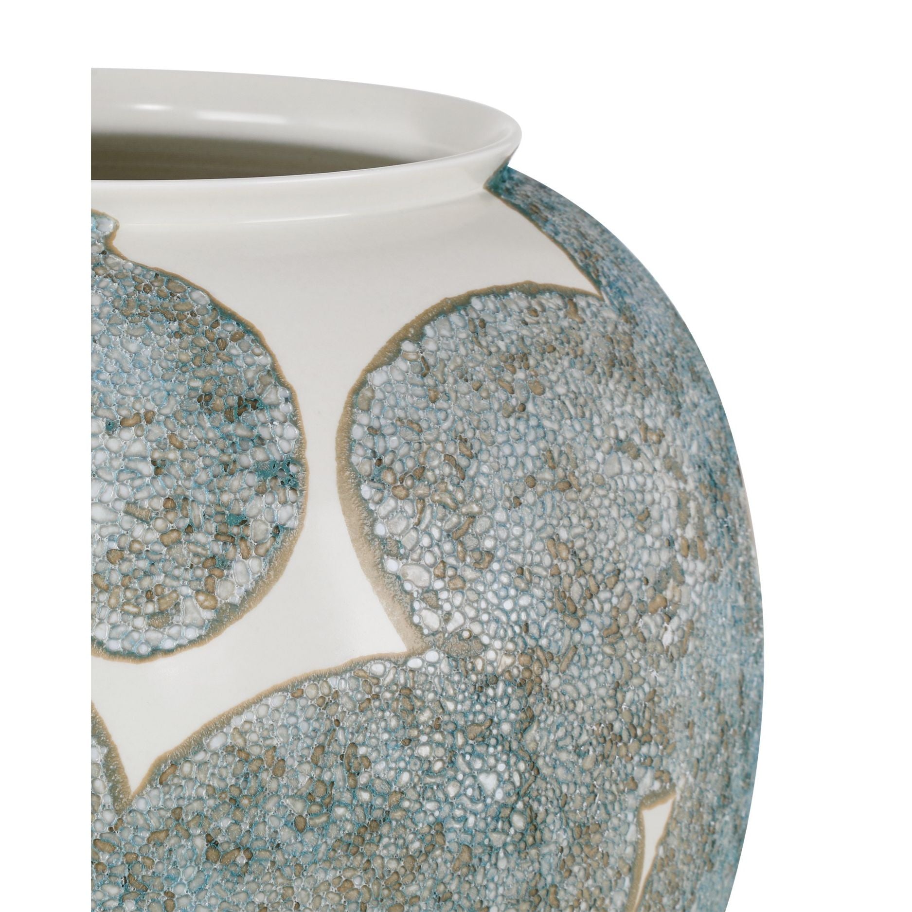 Currey and Company - 1200-0978 - Vase - Vase Bloom Bleu et Ivoire - Texture Bleu / Blanc cassé / Or
