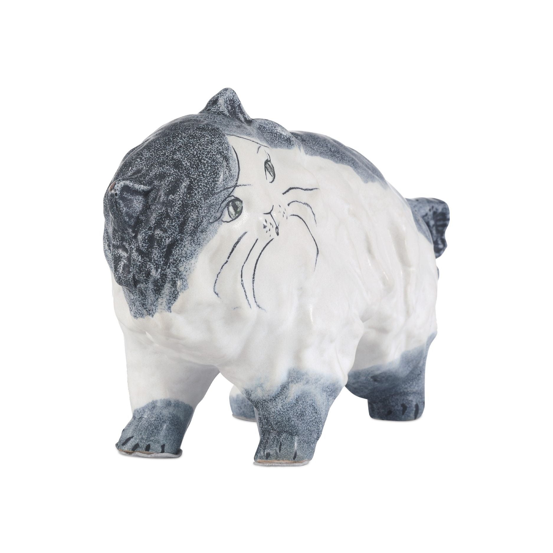 Currey and Company - 1200-1000 - Objet - Chat siamois - Bleu grisâtre / Blanc cassé
