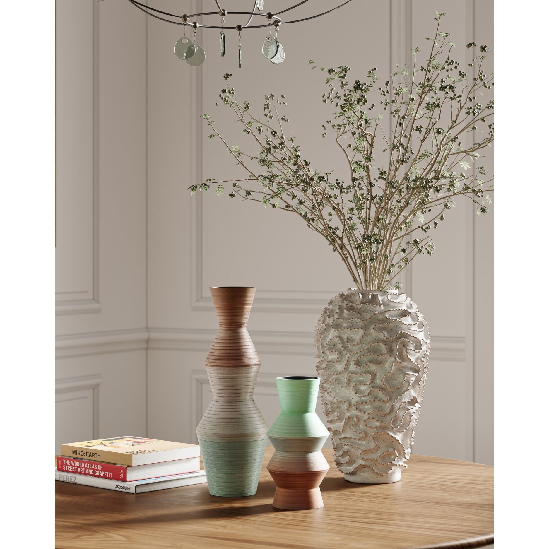 Currey and Company - 1200-1008 - Vase - Années 80 - Marron / Bleu clair
