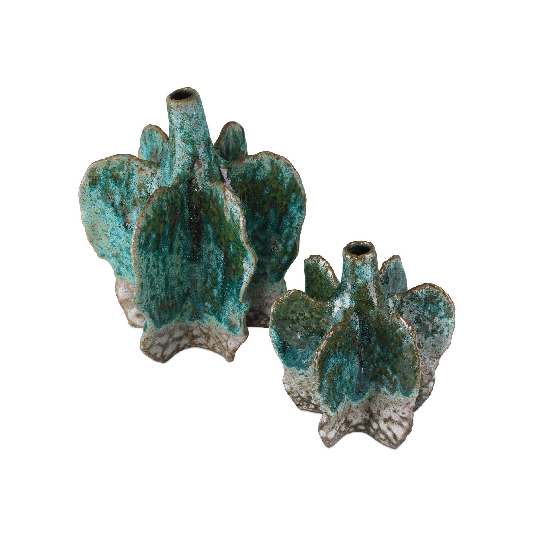 Currey and Company - 1200-1013 - Vase - Urbano Vase Set of 2 - Turquoise / Brown