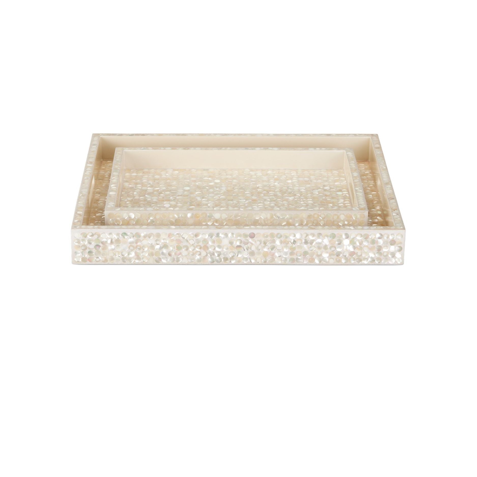 Currey and Company - 1200-1020 - Plateau, lot de 2 - Gerri Dot - Naturel
