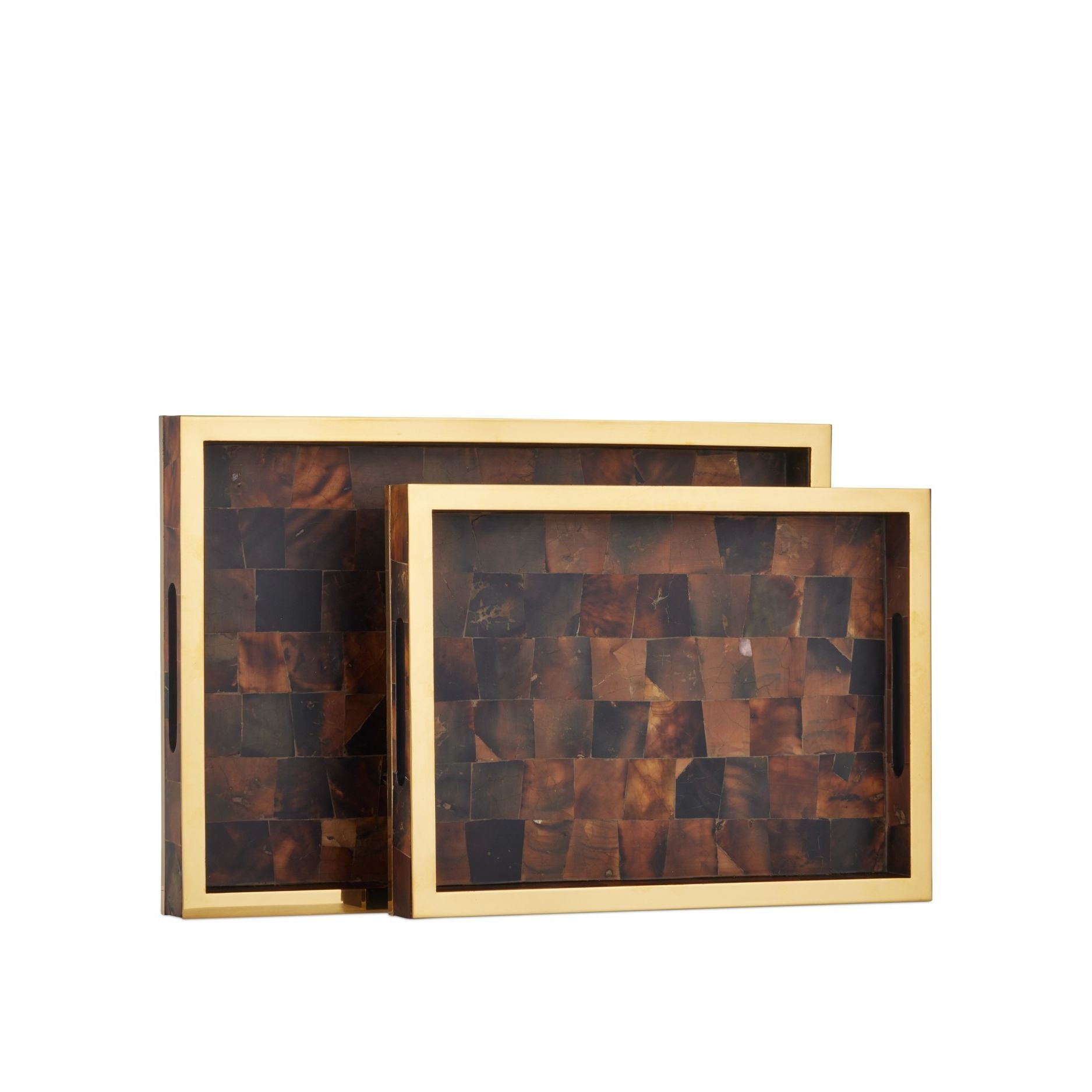 Currey and Company - 1200-1022 - Ensemble de 2 plateaux - Casey - Naturel / Laiton