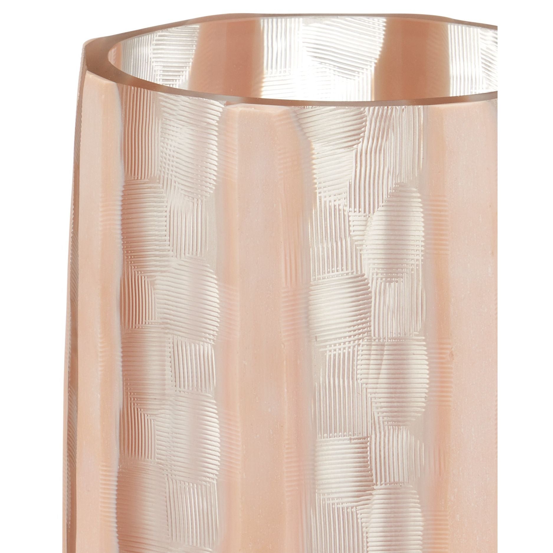 Currey and Company - 1200-1031 - Vase - Ensemble de 3 vases en verre Merletto - Rose poudré / Transparent