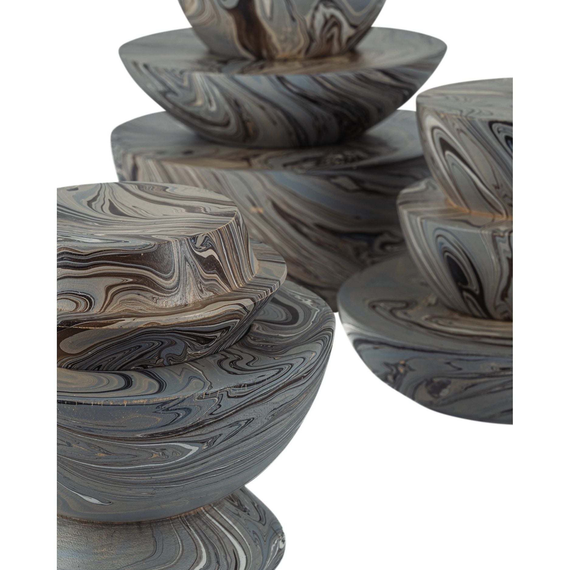 Currey and Company - 1200-1049 - Box Set of 3 - Marbleized - Marbleized Gray
