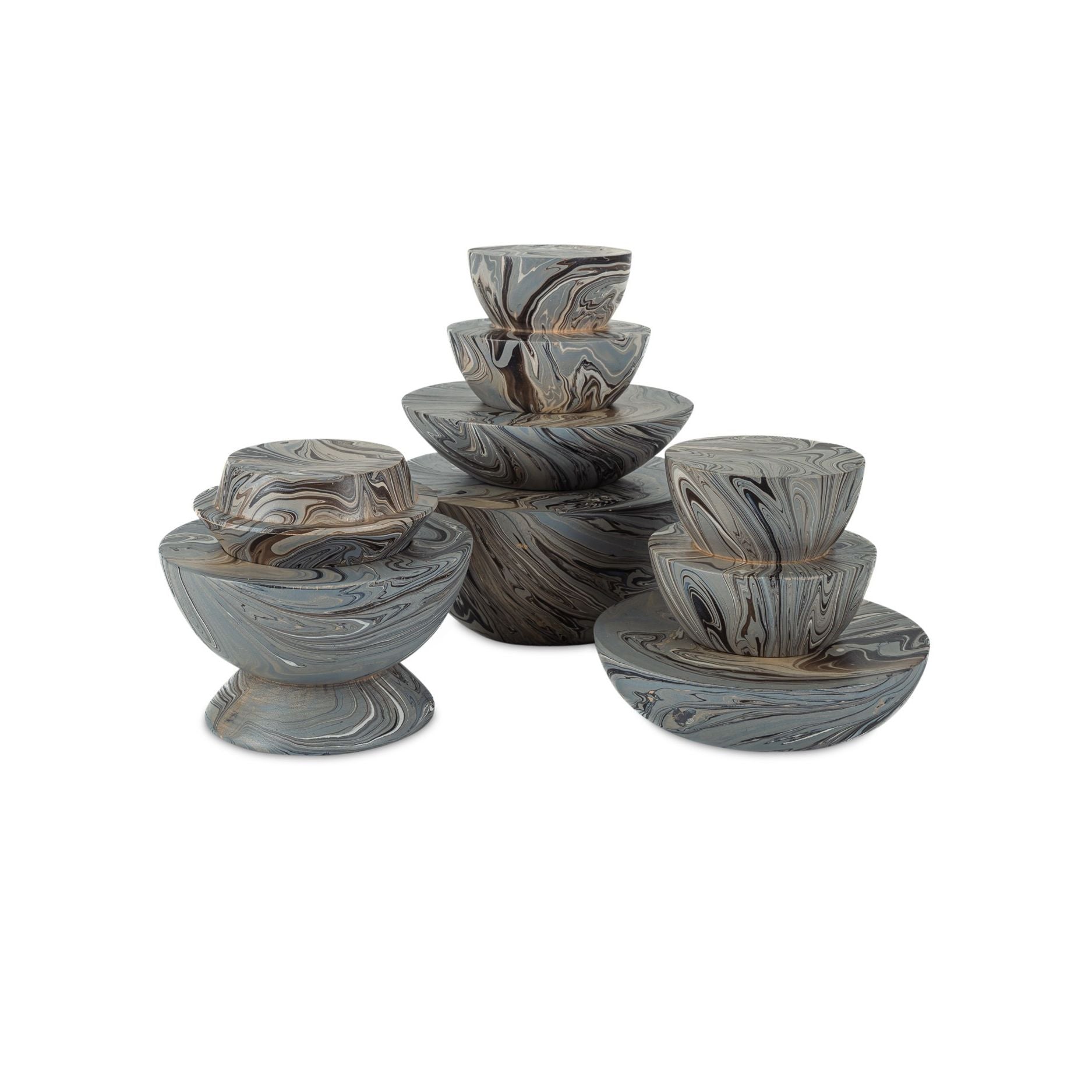 Currey and Company - 1200-1049 - Box Set of 3 - Marbleized - Marbleized Gray