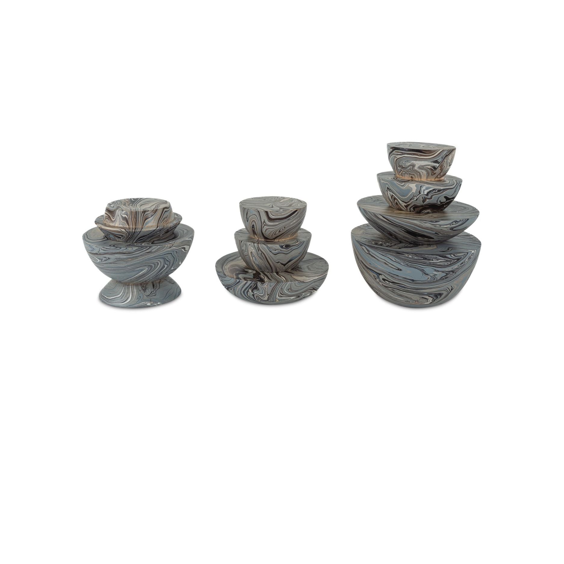 Currey and Company - 1200-1049 - Box Set of 3 - Marbleized - Marbleized Gray
