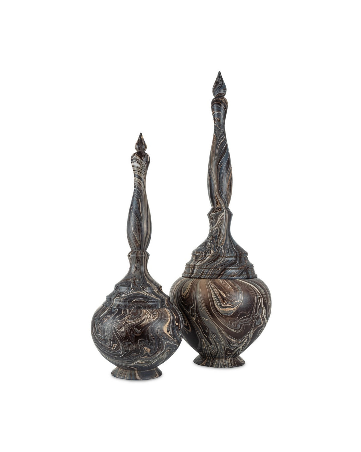 Currey and Company 1200-1050 Marbleized Turret Box in Marbleized Brown