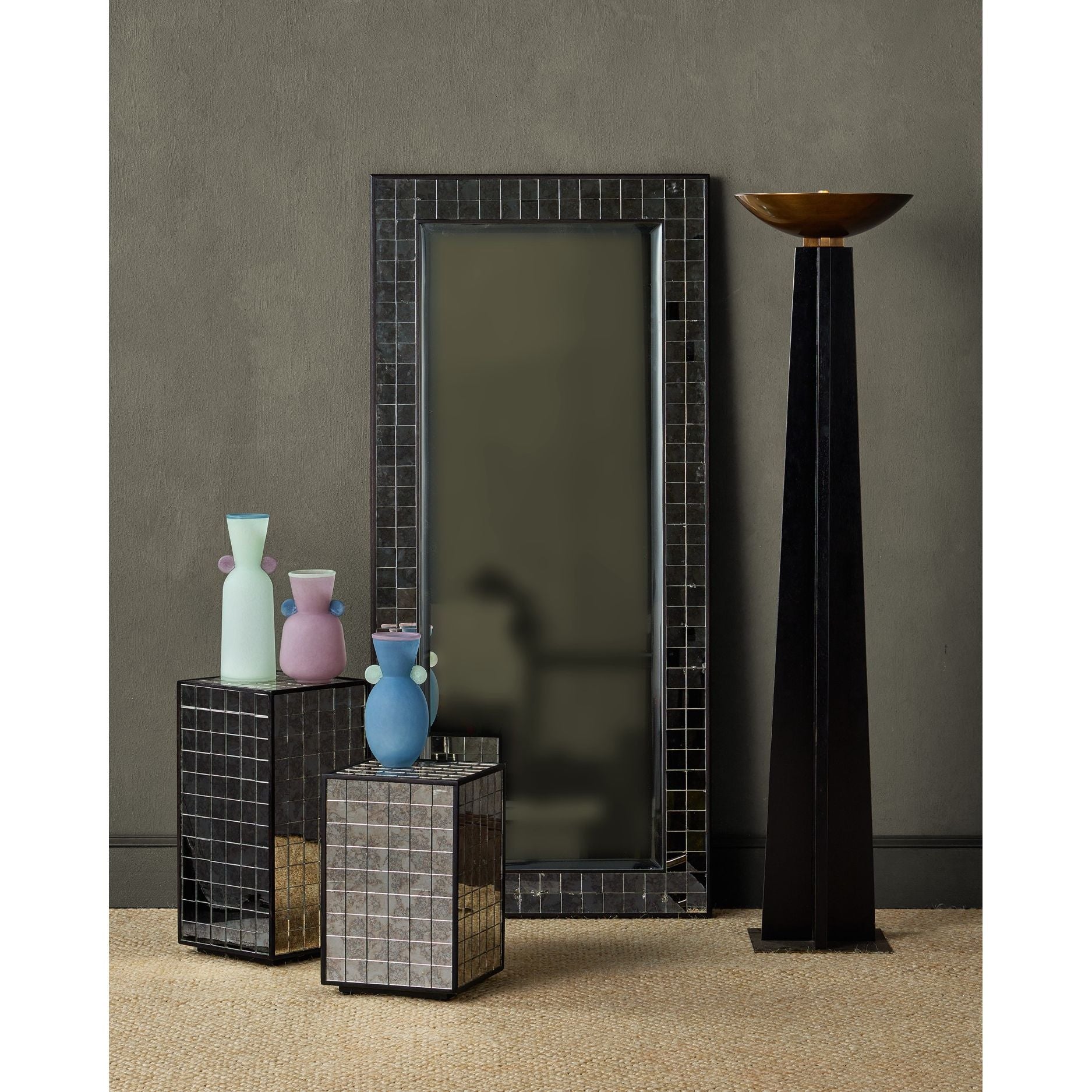 Currey and Company - 3000-0328 - Table d'appoint - Mosaico - Ébène / Miroir antique