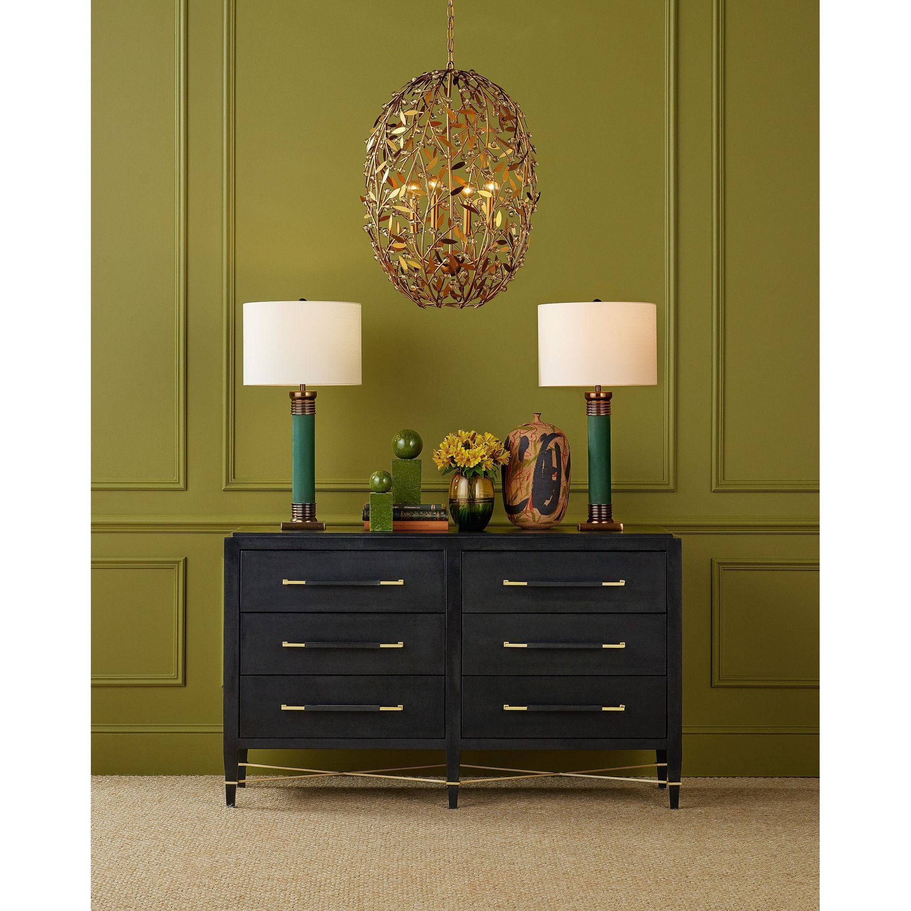 Currey and Company - 3000-0332 - Chest - Verona - Black / Natural / Champagne / Silver
