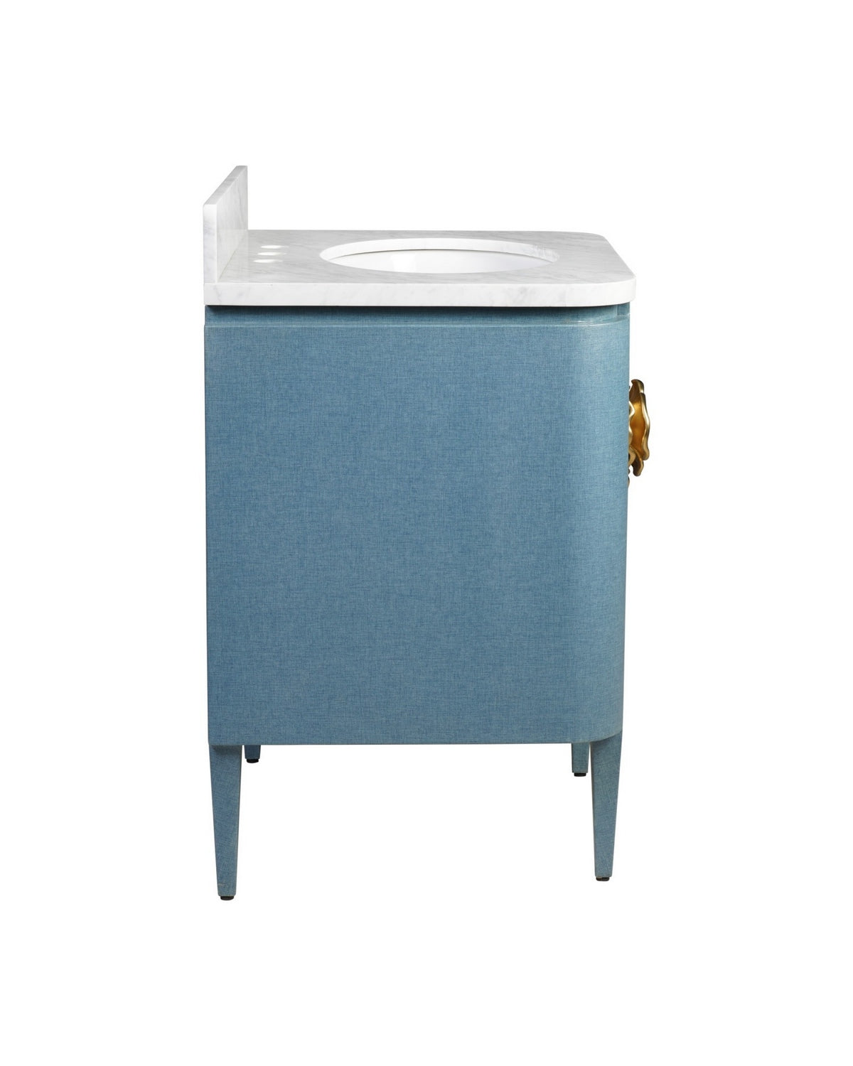 Meuble-lavabo Currey and Company 3800-0015 Briallen 36 po avec lavabo ovale encastré, finition laquée bleu lin/naturel/blanc/nickel poli