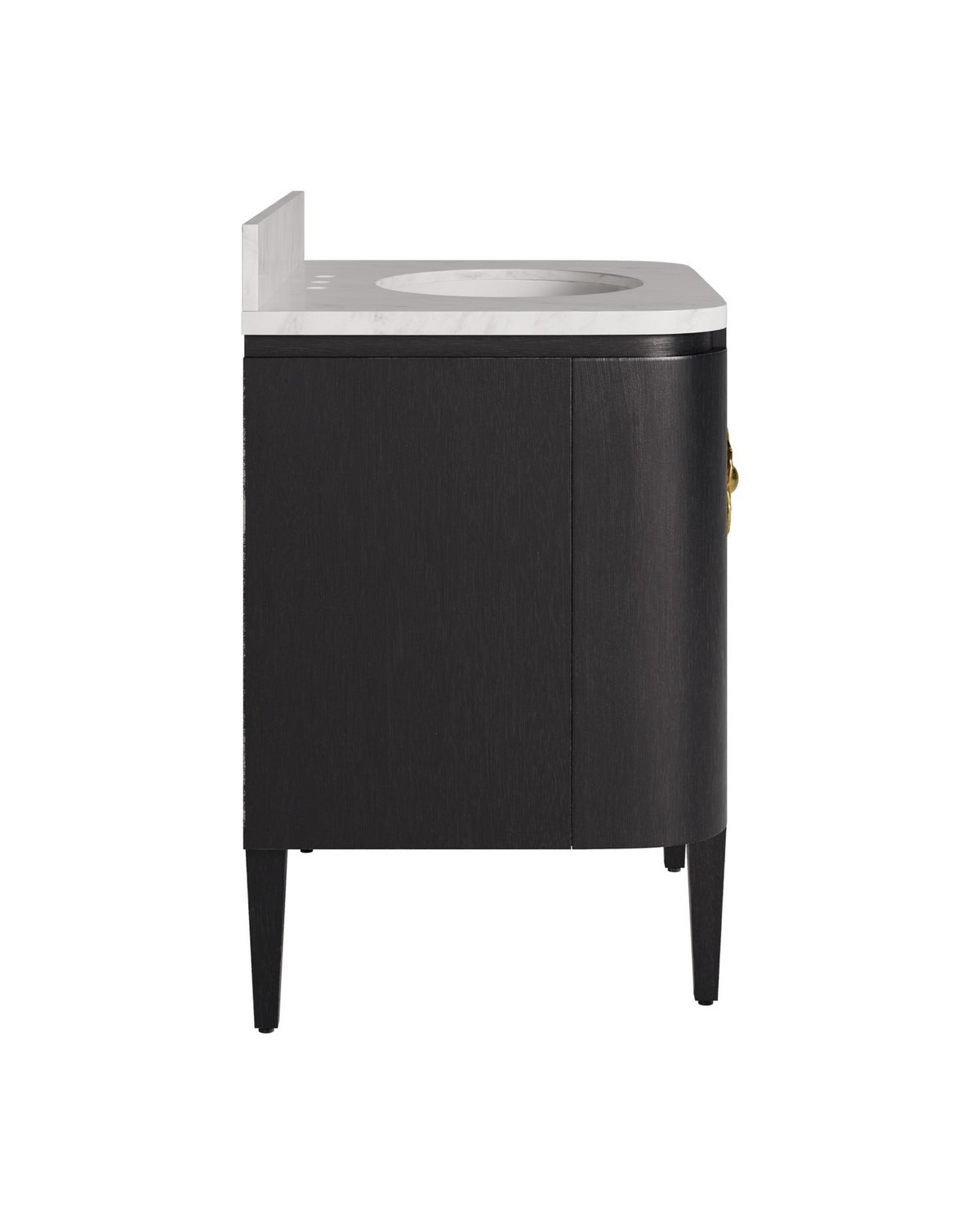 Meuble-lavabo Currey and Company 3800-0017 Briallen 36 po avec lavabo ovale encastré, coloris Caviar Noir/Naturel/Blanc/Laiton antique clair
