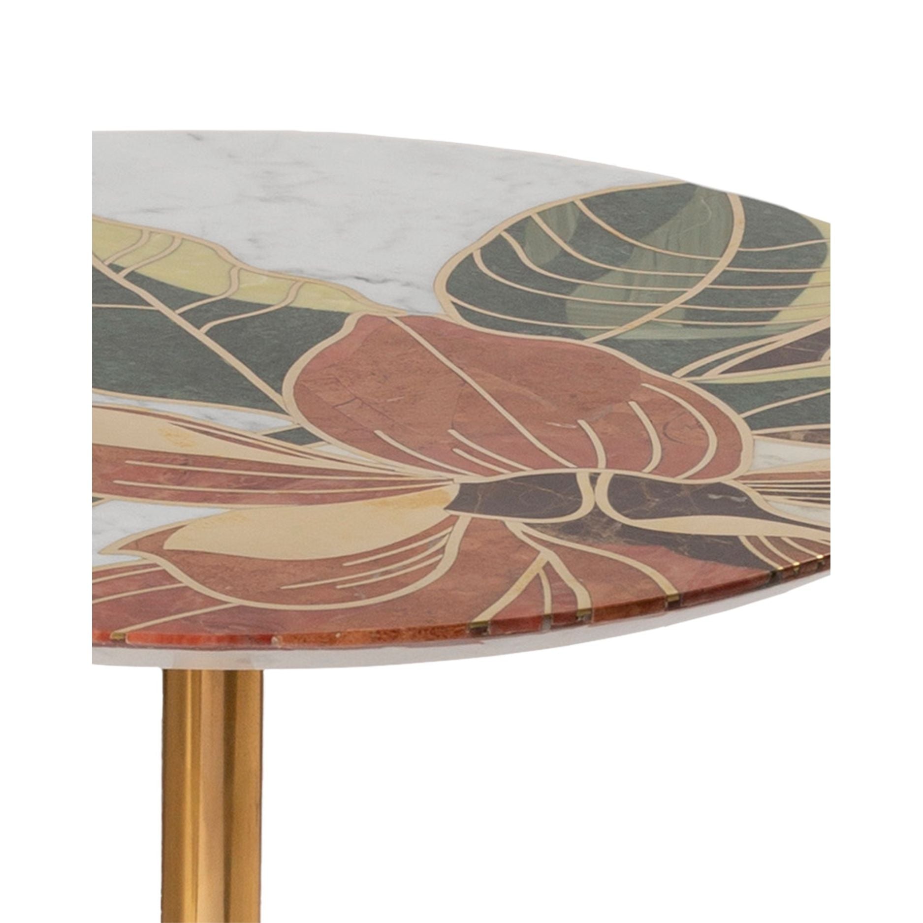 Currey and Company - 4000-0222 - Accent Table - Roselle Stone Inlay Accent Table - Natural / Brass