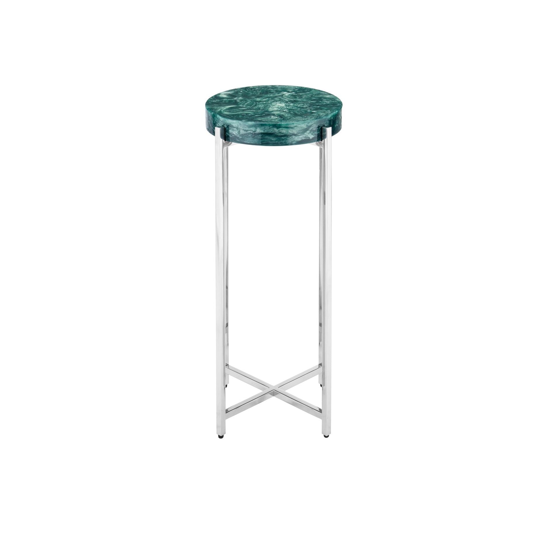 Currey and Company - 4000-0227 - Table basse - Rina - Bleu sarcelle / Nickel poli