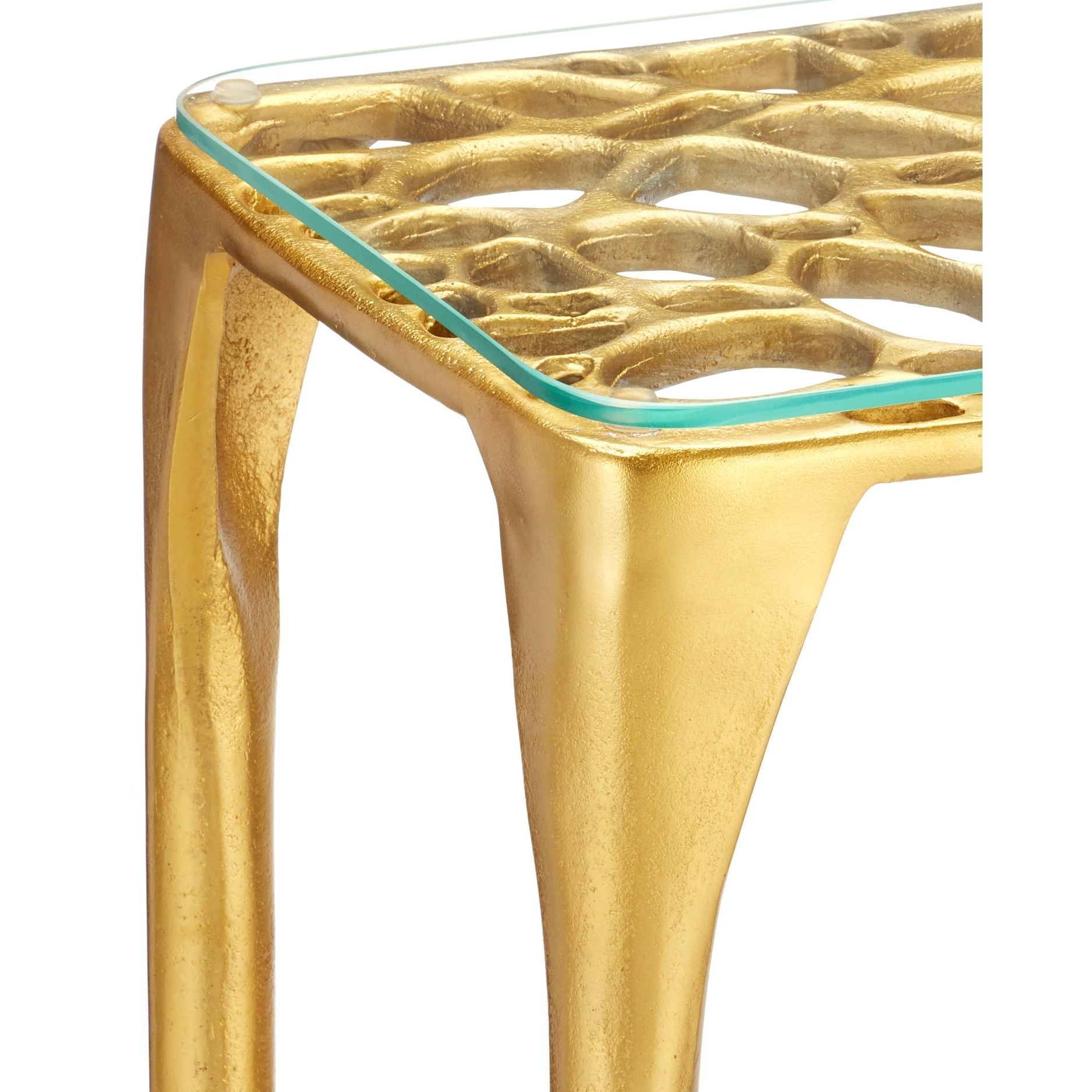 Currey and Company - 4000-0232 - Console - Nid d'abeille - Or / Transparent