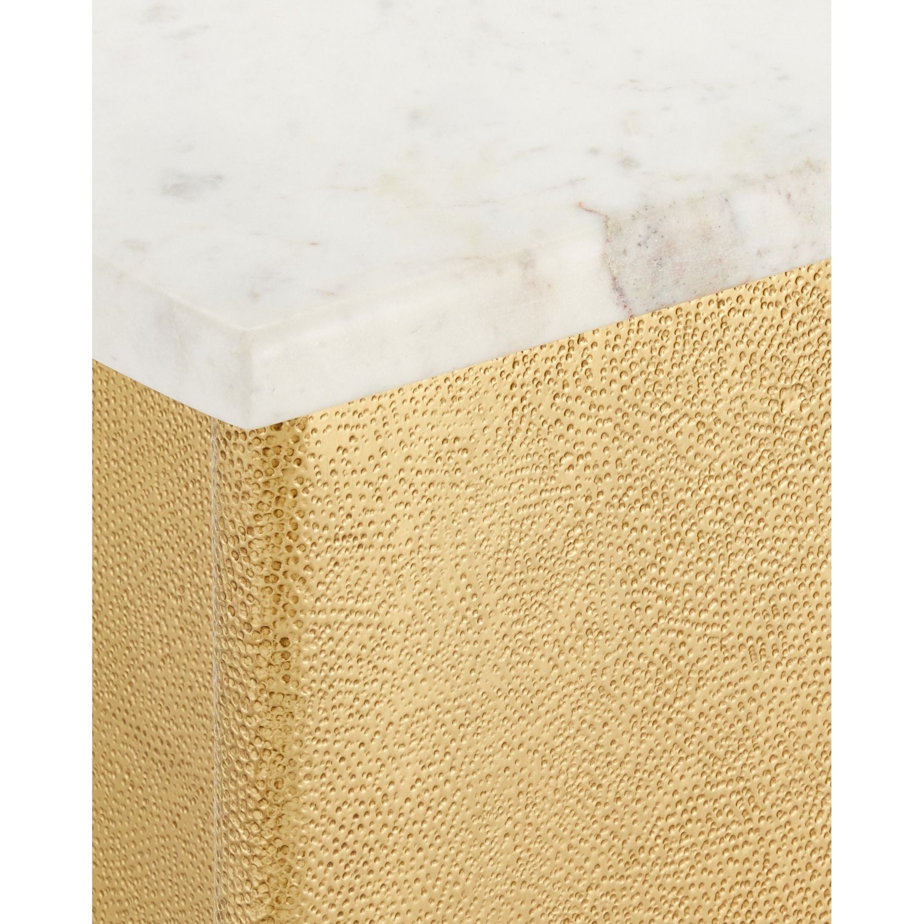 Currey and Company - 4000-0233 - Accent Table - Doublet Marble Accent Table Set of 2 - White / Antique Brass