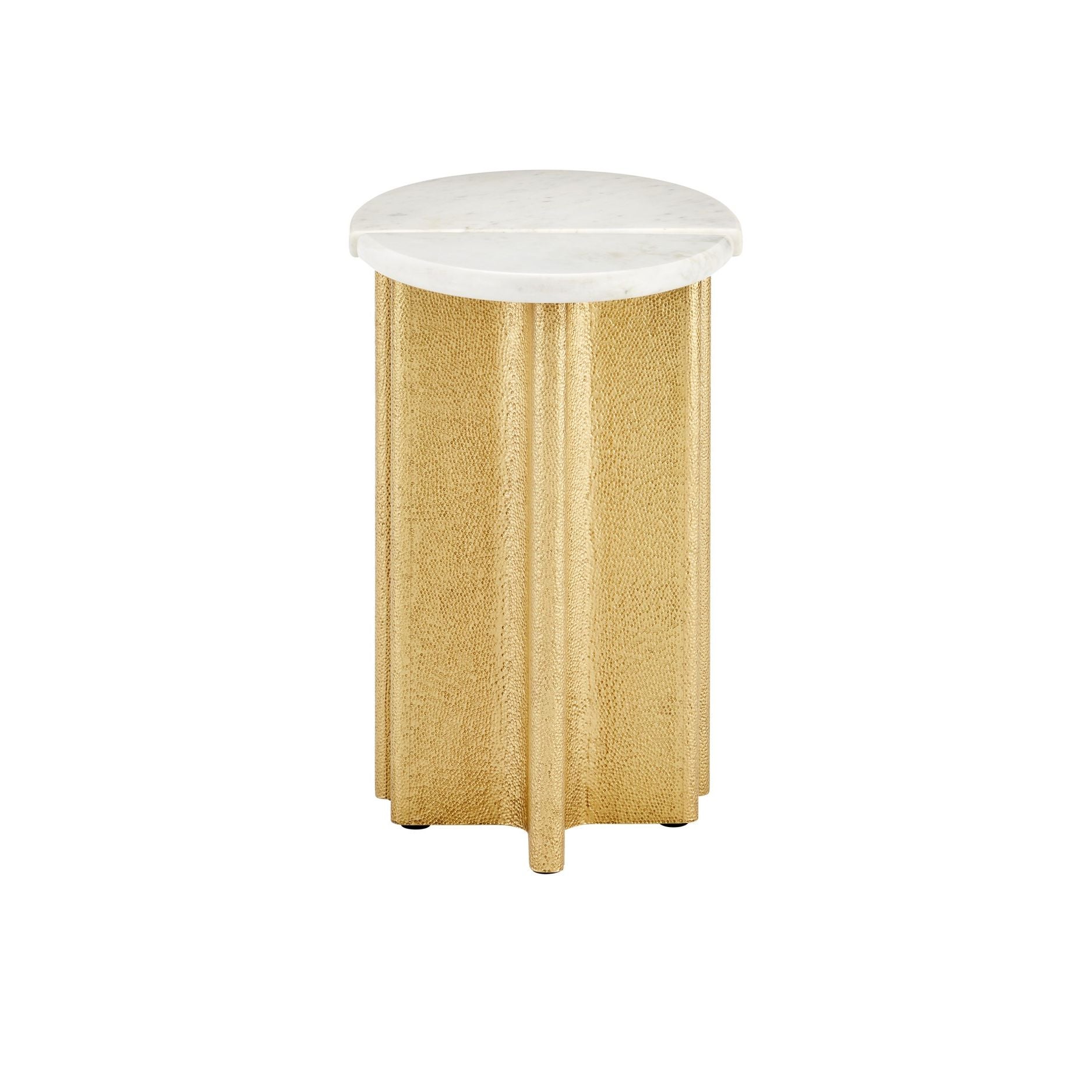 Currey and Company - 4000-0233 - Accent Table - Doublet Marble Accent Table Set of 2 - White / Antique Brass