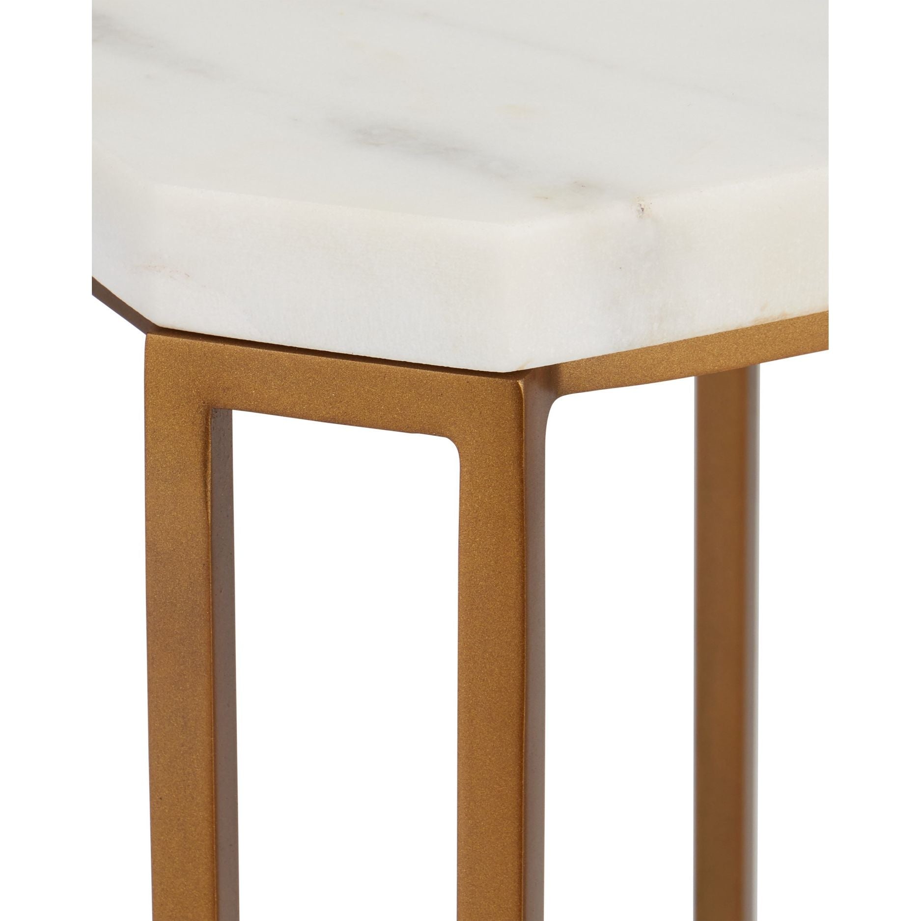 Currey and Company - 4000-0235 - Table basse - Table basse Ocho Marble - Blanc / Laiton antique
