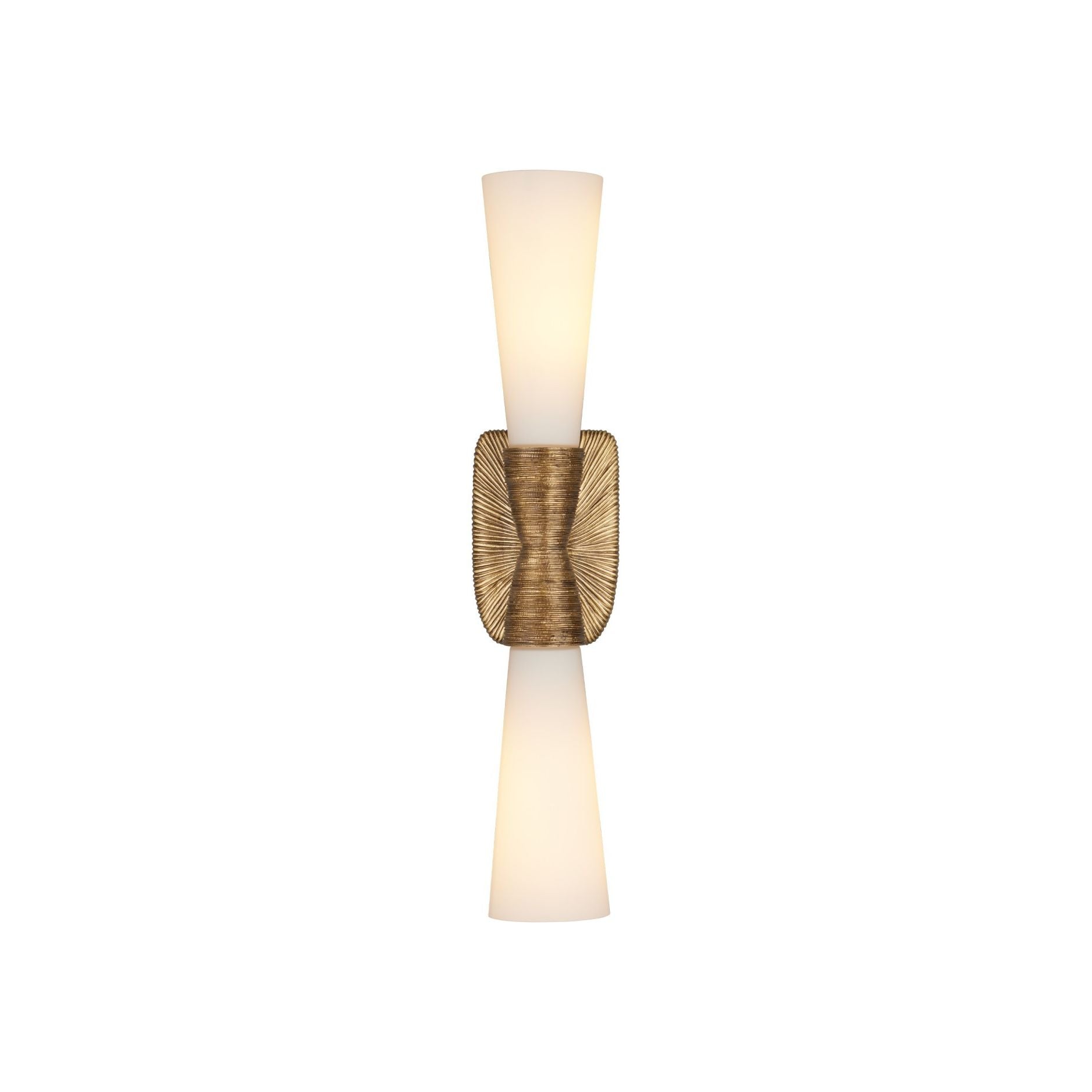 Currey and Company - 5800-0065 - Deux lumières Murale - Burrows - Blanc opaque / Laiton antique