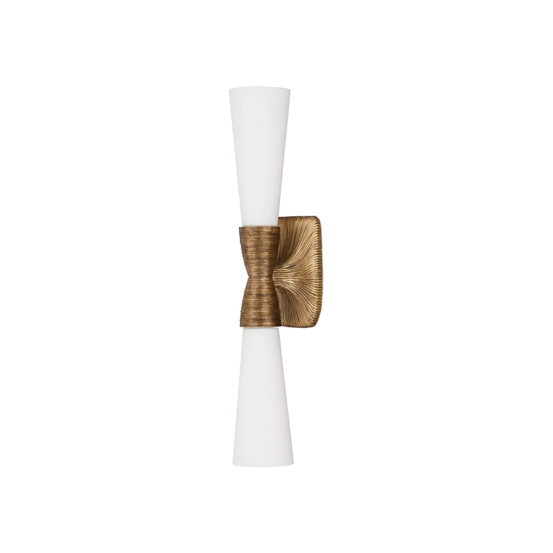 Currey and Company - 5800-0065 - Deux lumières Murale - Burrows - Blanc opaque / Laiton antique