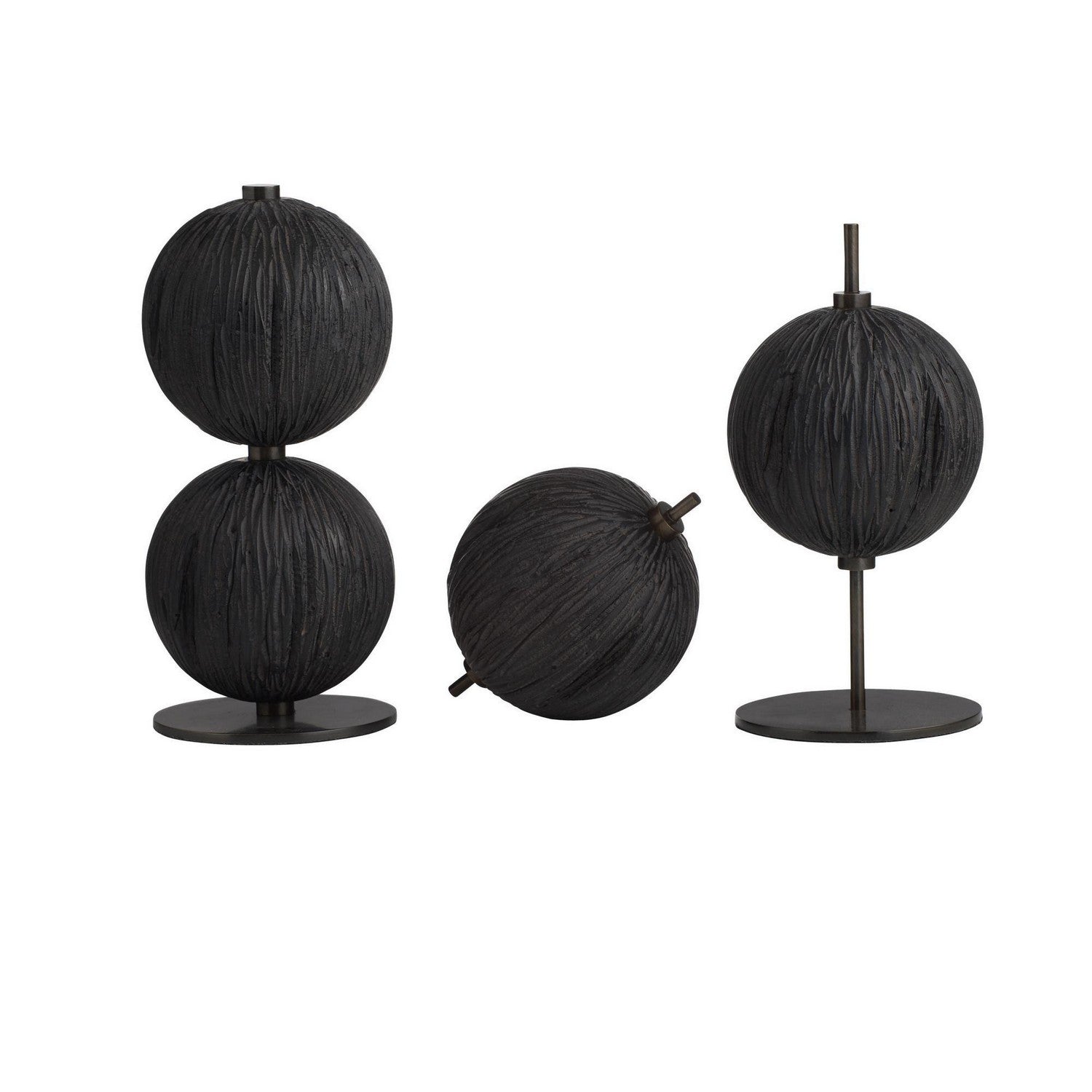 Arteriors - ASC33 - Sculptures, Ensemble de 3 - Kyros - Ébène