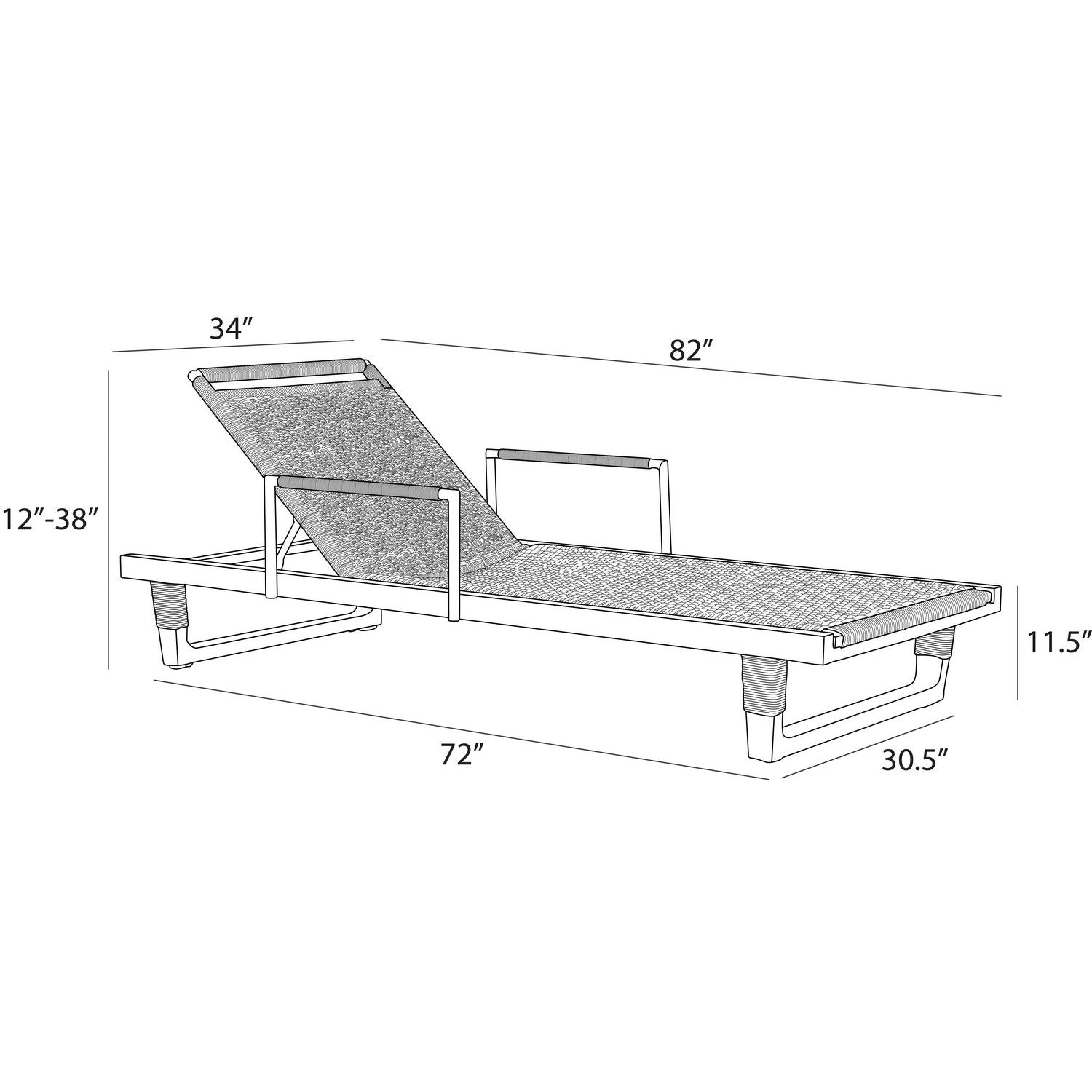 Arteriors - FTS03 - Chaise longue d'extérieur avec accoudoirs - Daytona - Buff