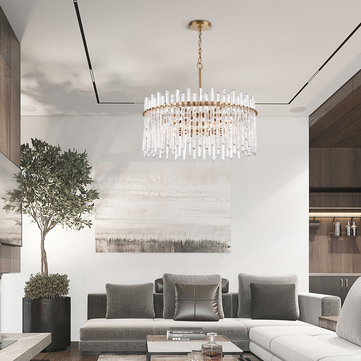 Arabela Lighting - 85101-8 - Eight Light Pendant - Icicles - Natural Brass