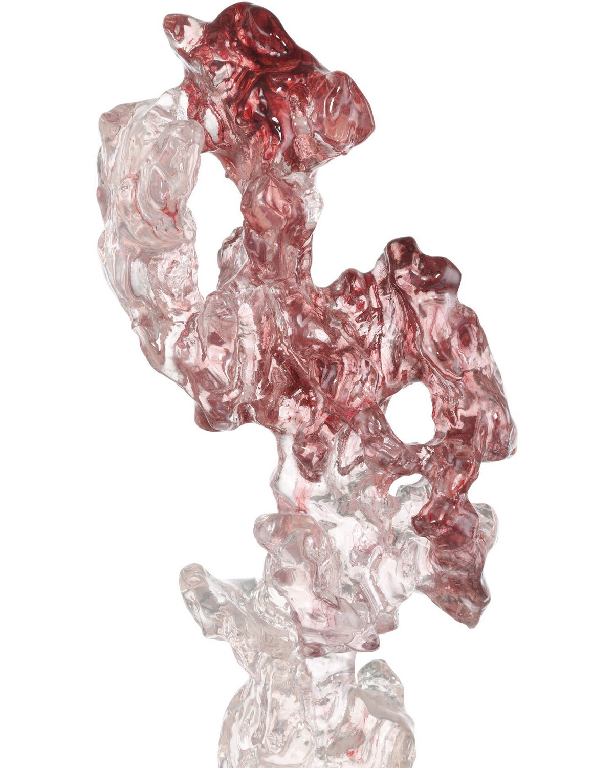 Sculpture en faux cristal de roche Currey and Company 1200-0975, violet, rose et transparent.