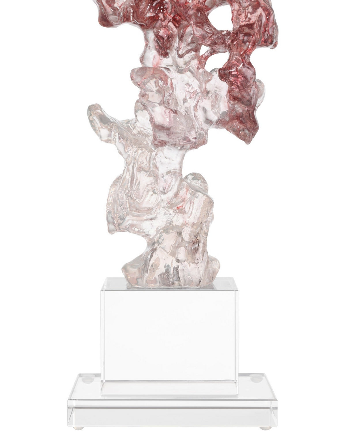 Sculpture en faux cristal de roche Currey and Company 1200-0975, violet, rose et transparent.