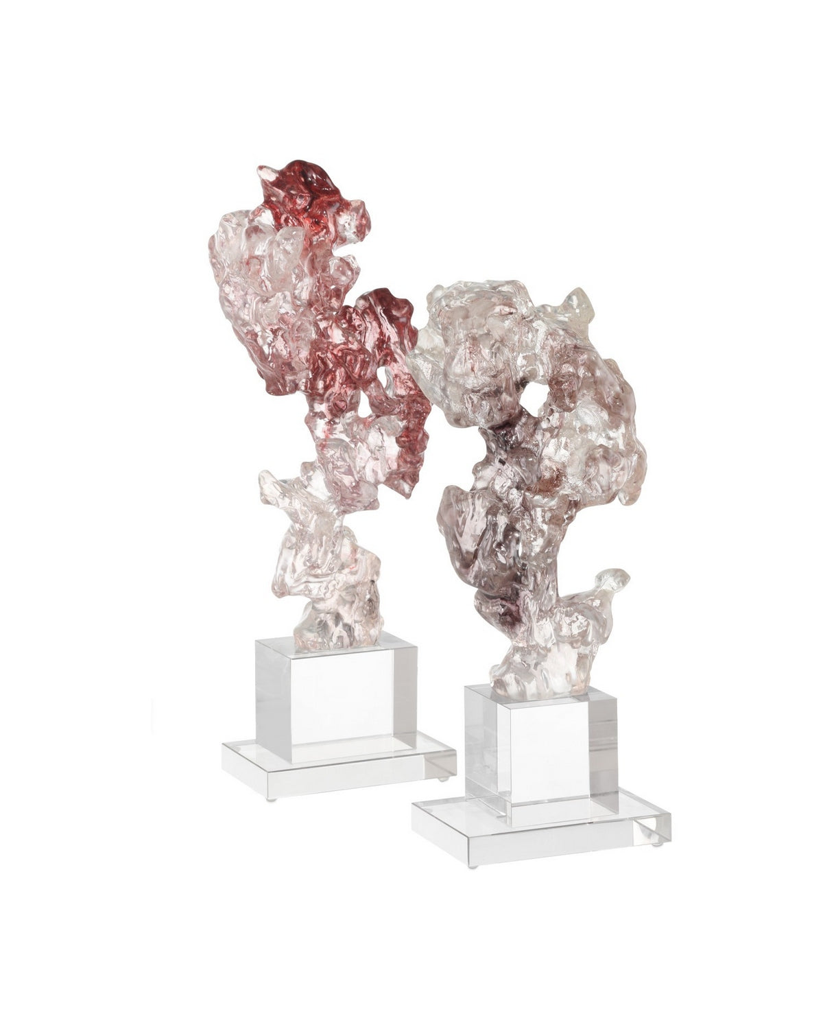 Sculpture en faux cristal de roche Currey and Company 1200-0975, violet, rose et transparent.