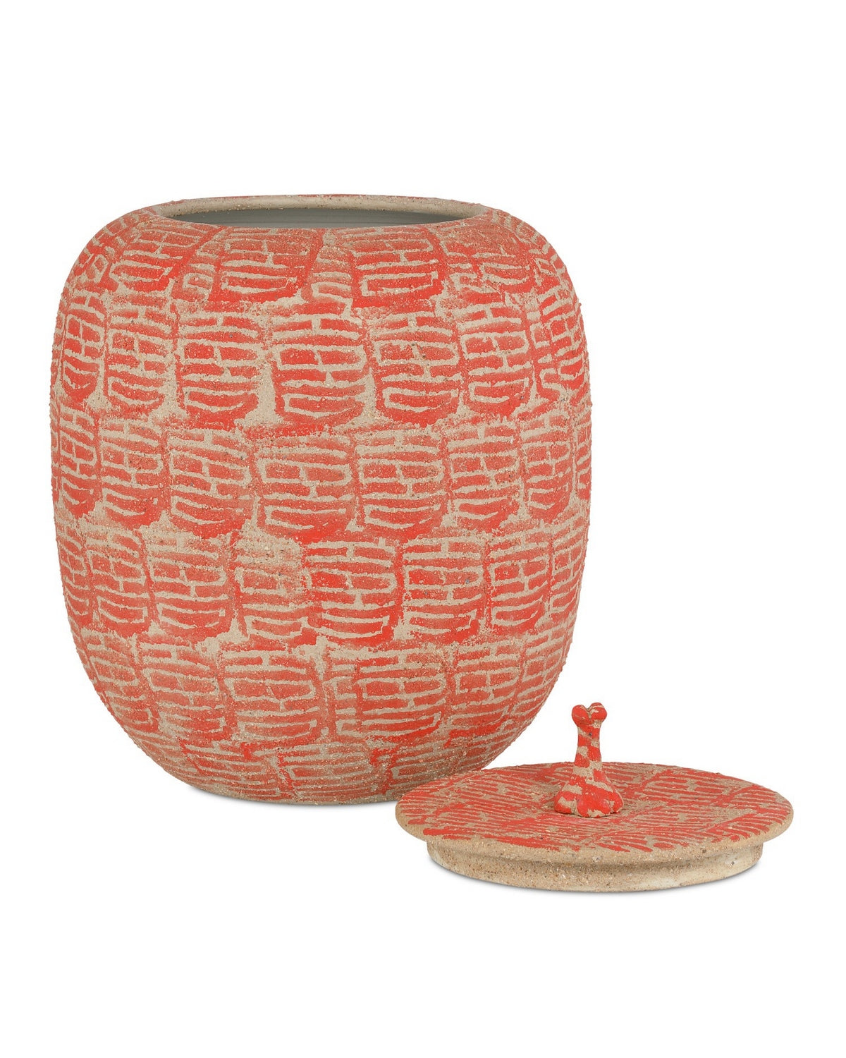 Currey and Company 1200-0979 Bocal à confiture de bonheur rouge/beige