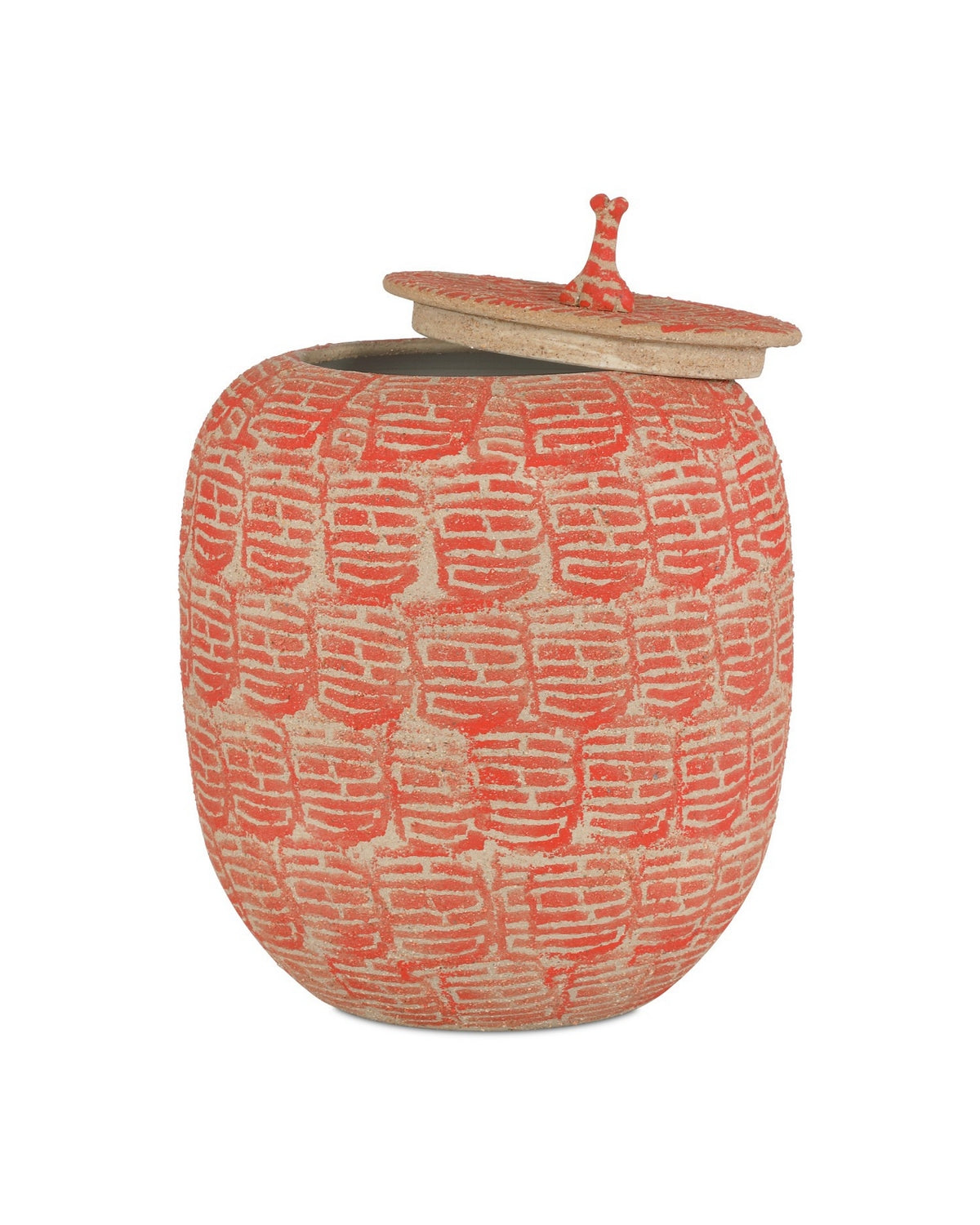 Currey and Company 1200-0979 Bocal à confiture de bonheur rouge/beige