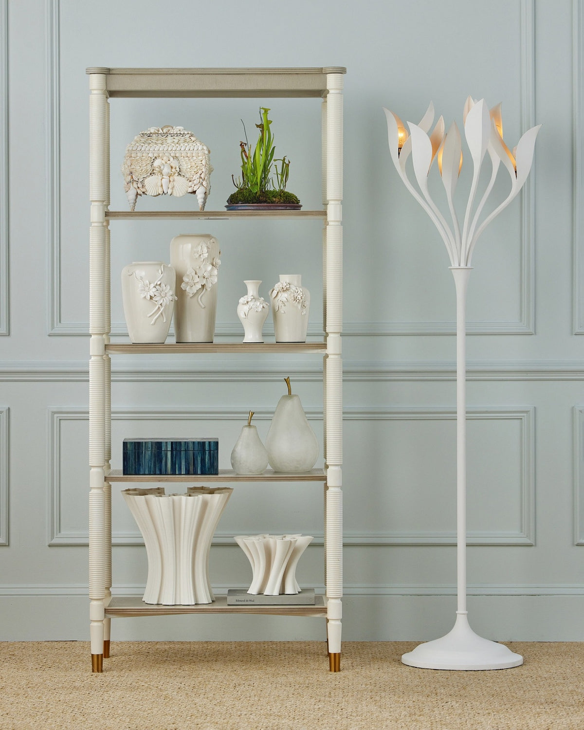 Currey and Company 1200-0984 Flower Maria Vase in White