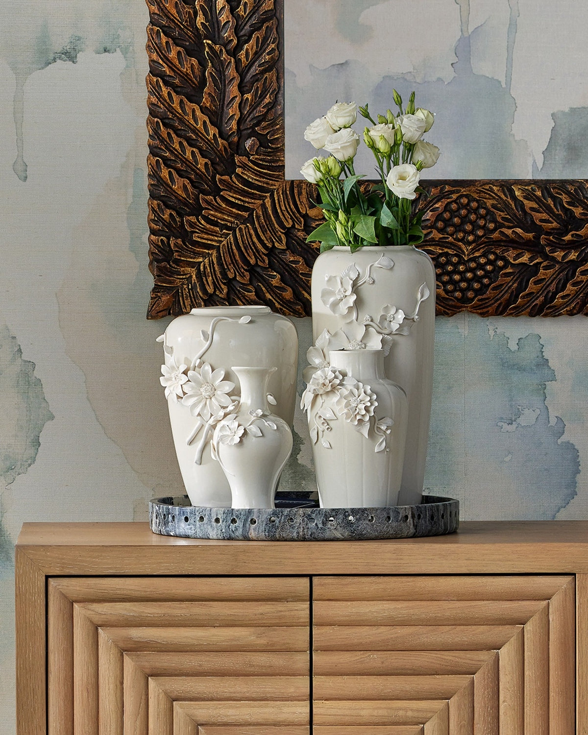 Currey and Company 1200-0985 Flower Maria Vase in White
