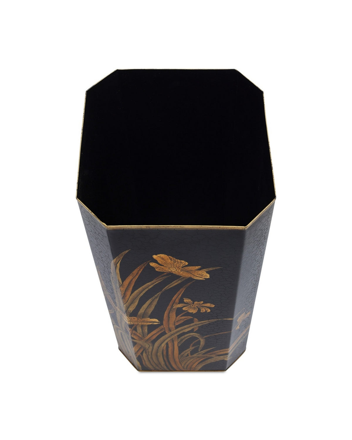 Currey and Company 1200-1064 Glasshouse Tole Umbrella Stand in Black/Gold