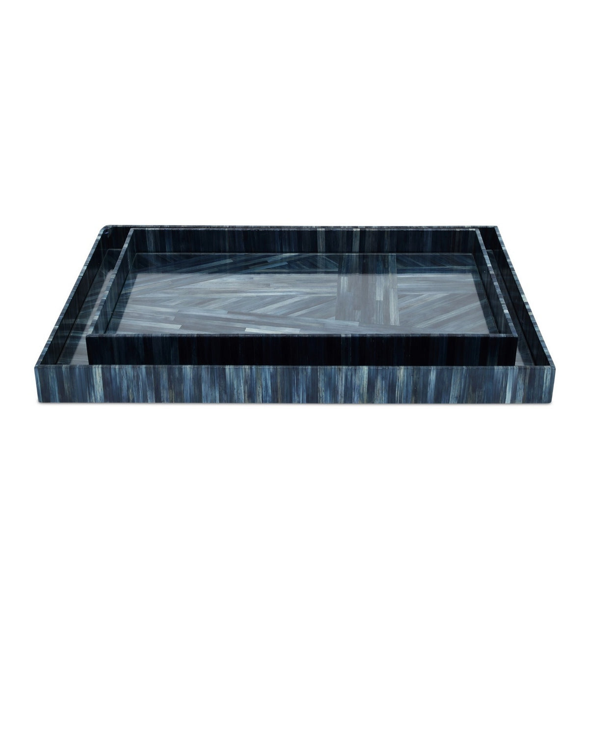Currey and Company 1200-1068 Winter Harvest Tray Set of 2 in Blue