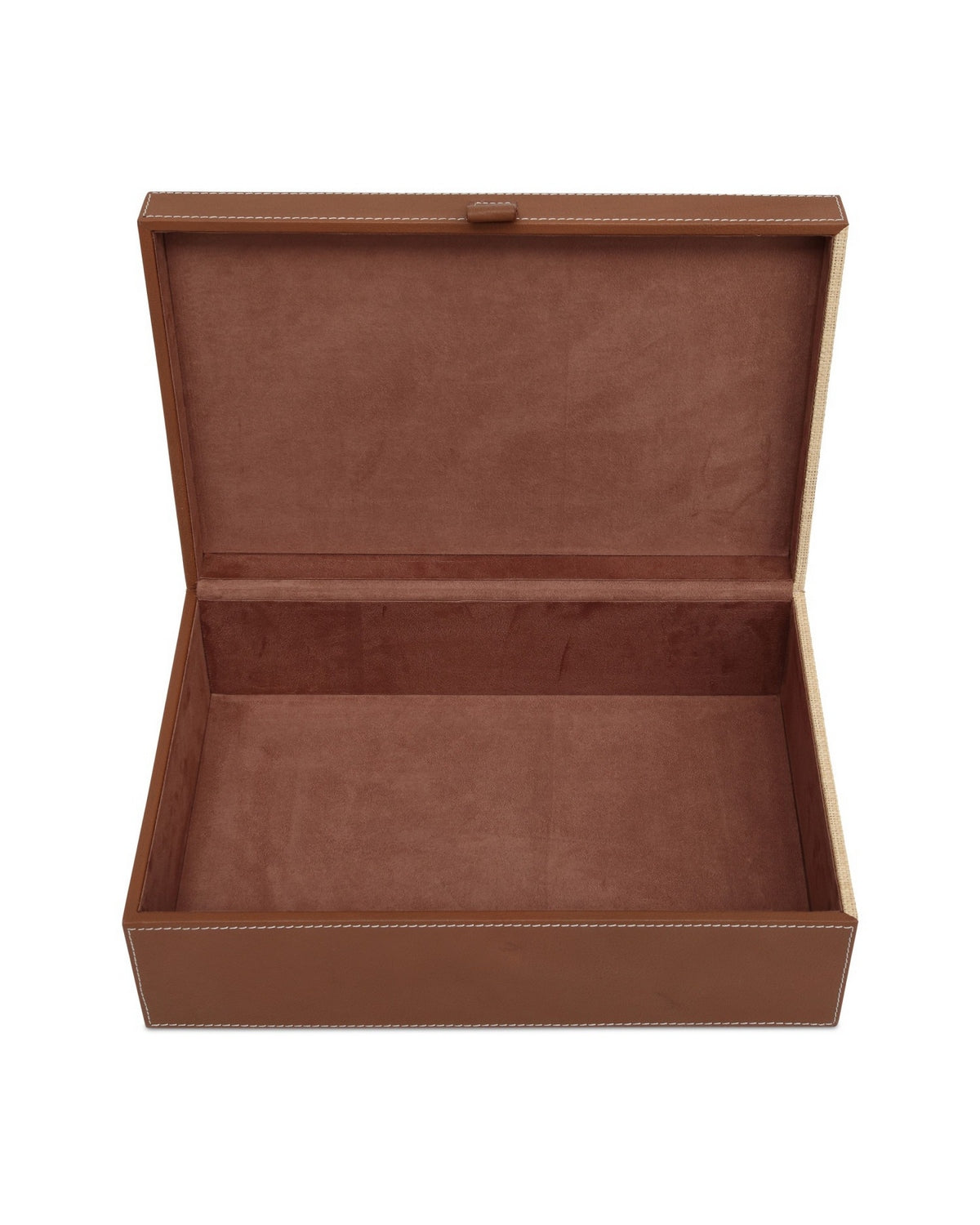 Currey and Company 1200-1069 Leather & Raffia Box Set of 2 in Brown/Natural