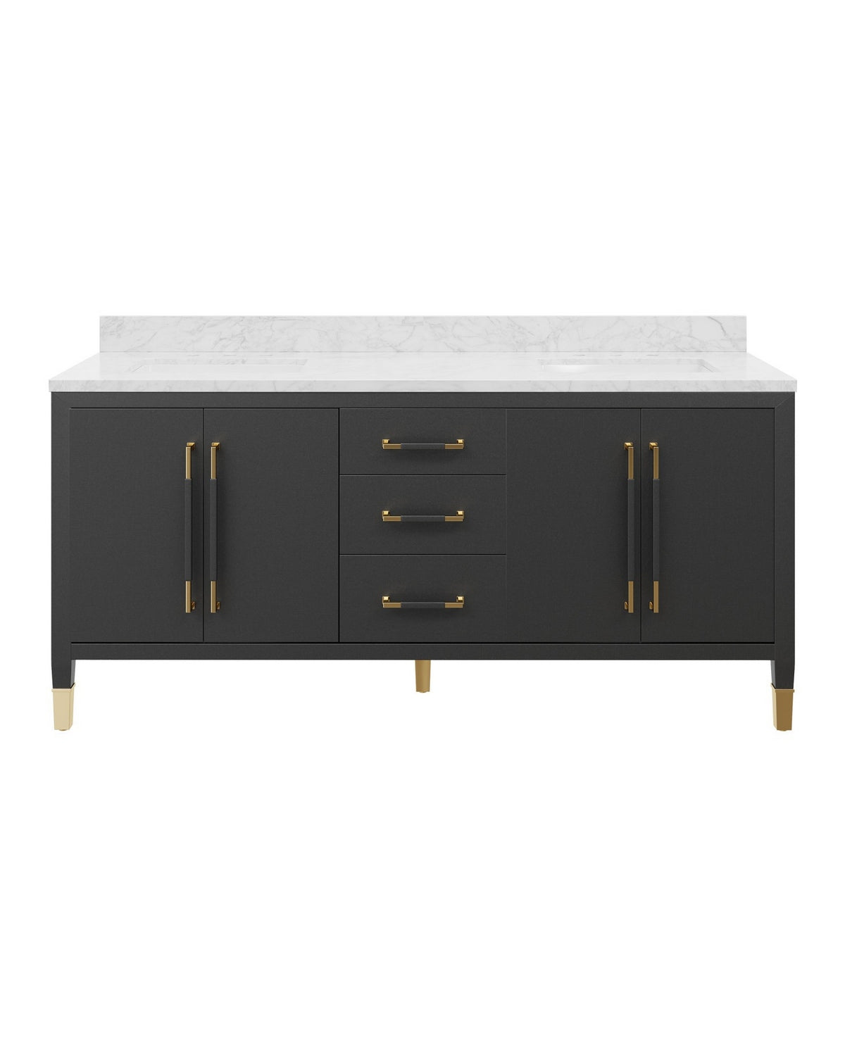 Meuble-lavabo Currey and Company 3800-0021 Verona 72 po avec lavabo rectangulaire encastré, coloris noir/naturel/blanc/champagne