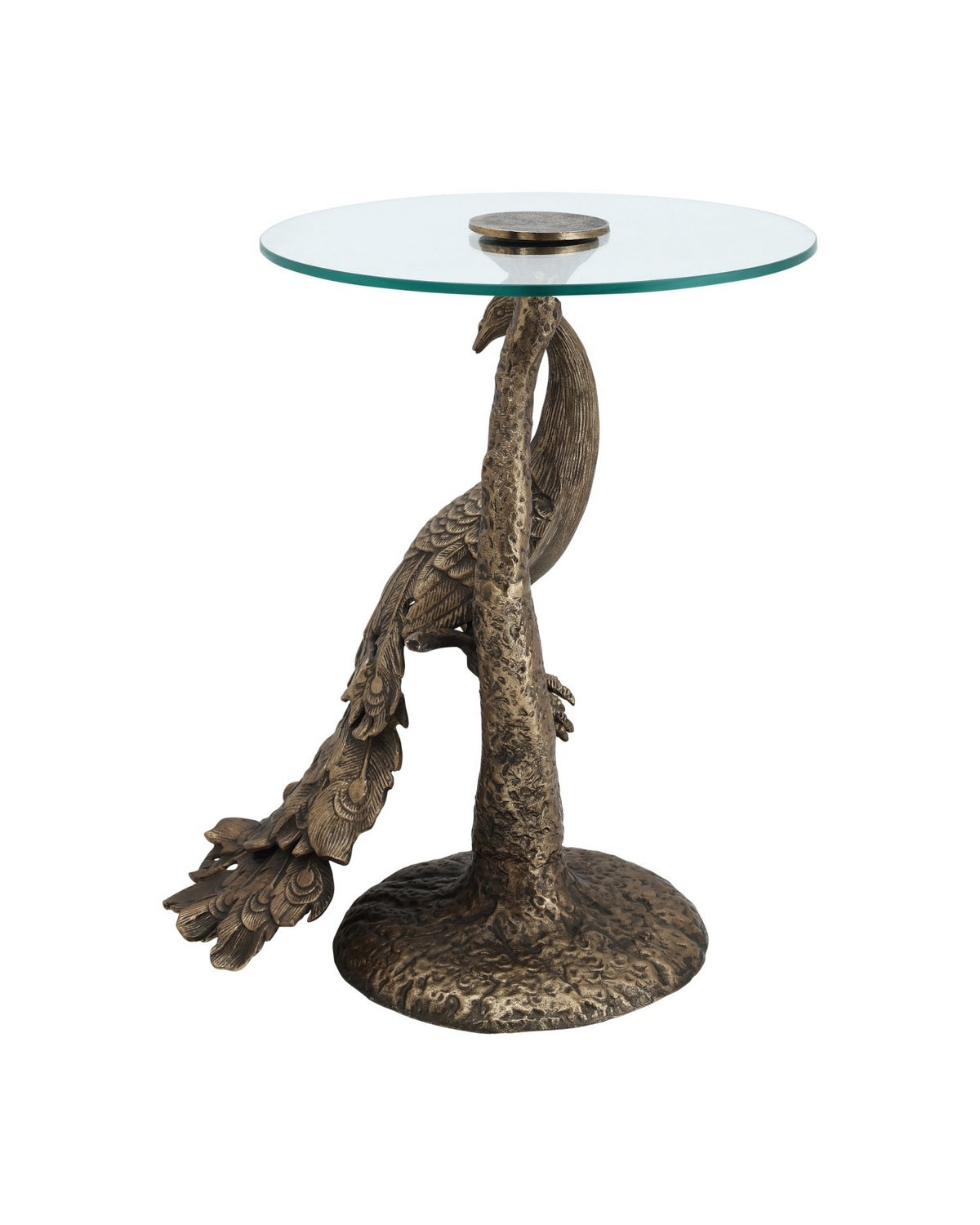 Currey and Company 4000-0255 Paonne Accent Table in Antique Gold/Clear